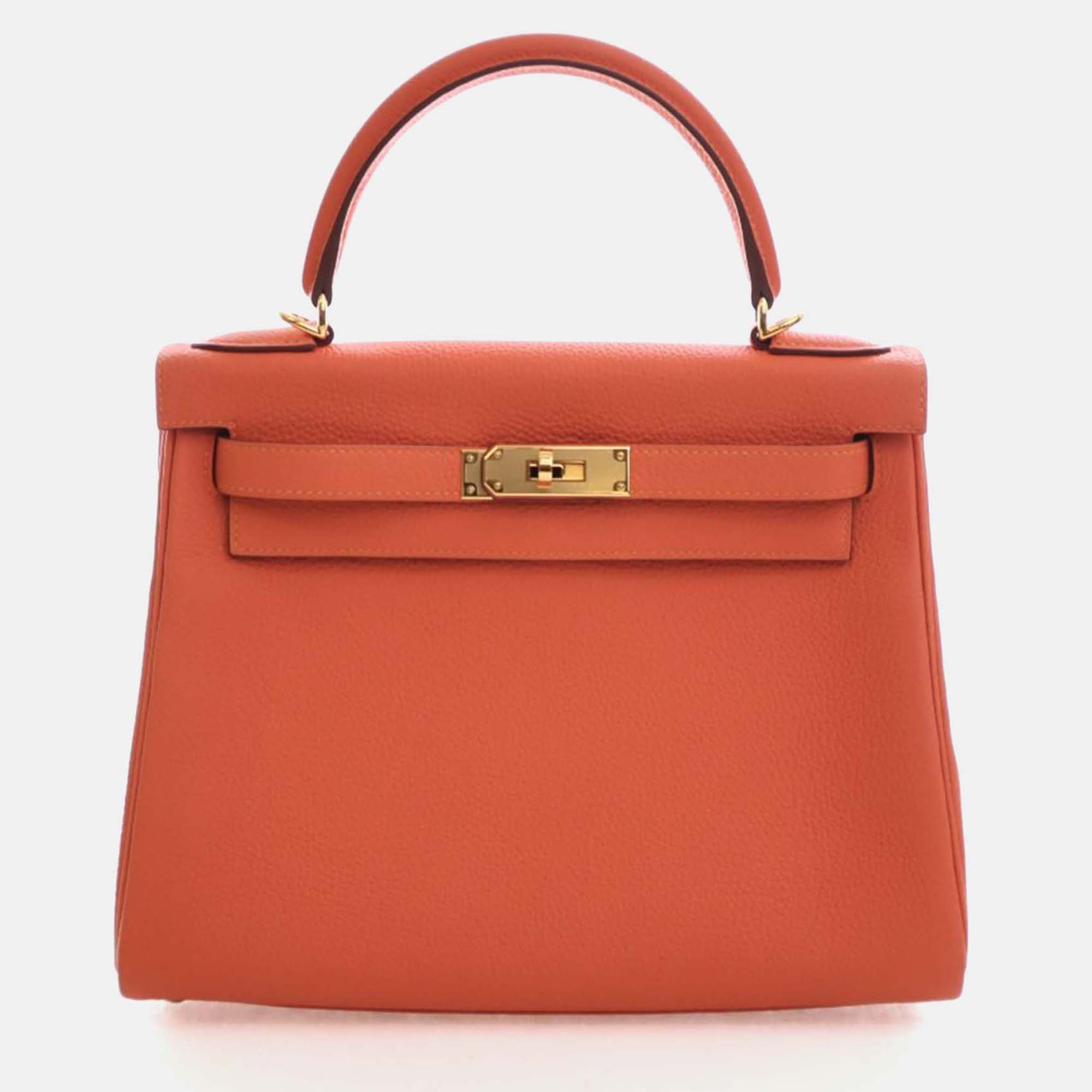 

Hermes Orange Poppy Togo Kelly 28