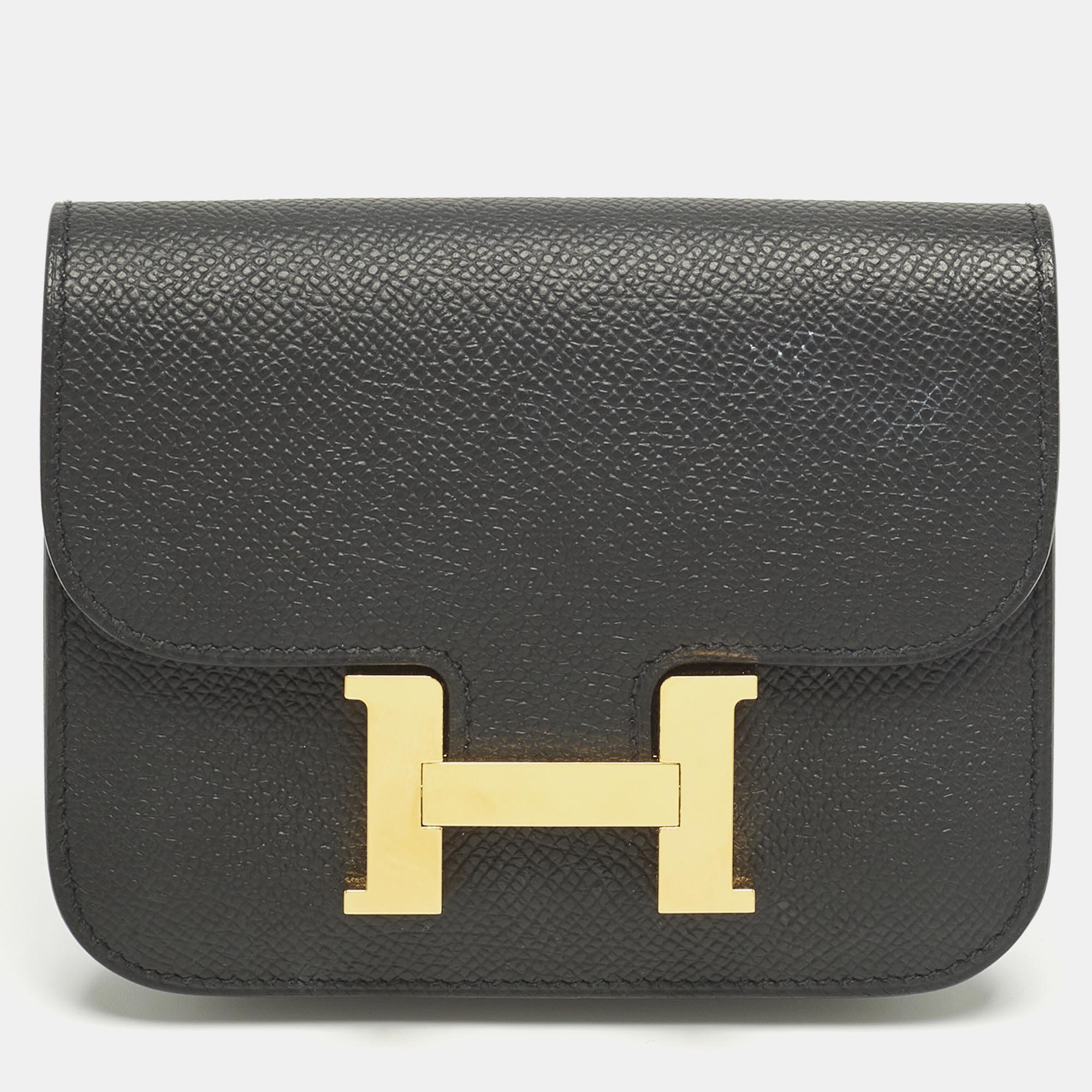 Click to view more detailed imagery on our partner's website Pre-owned Hermes Hermès Black Epsom Leather Constance Slim Wallet