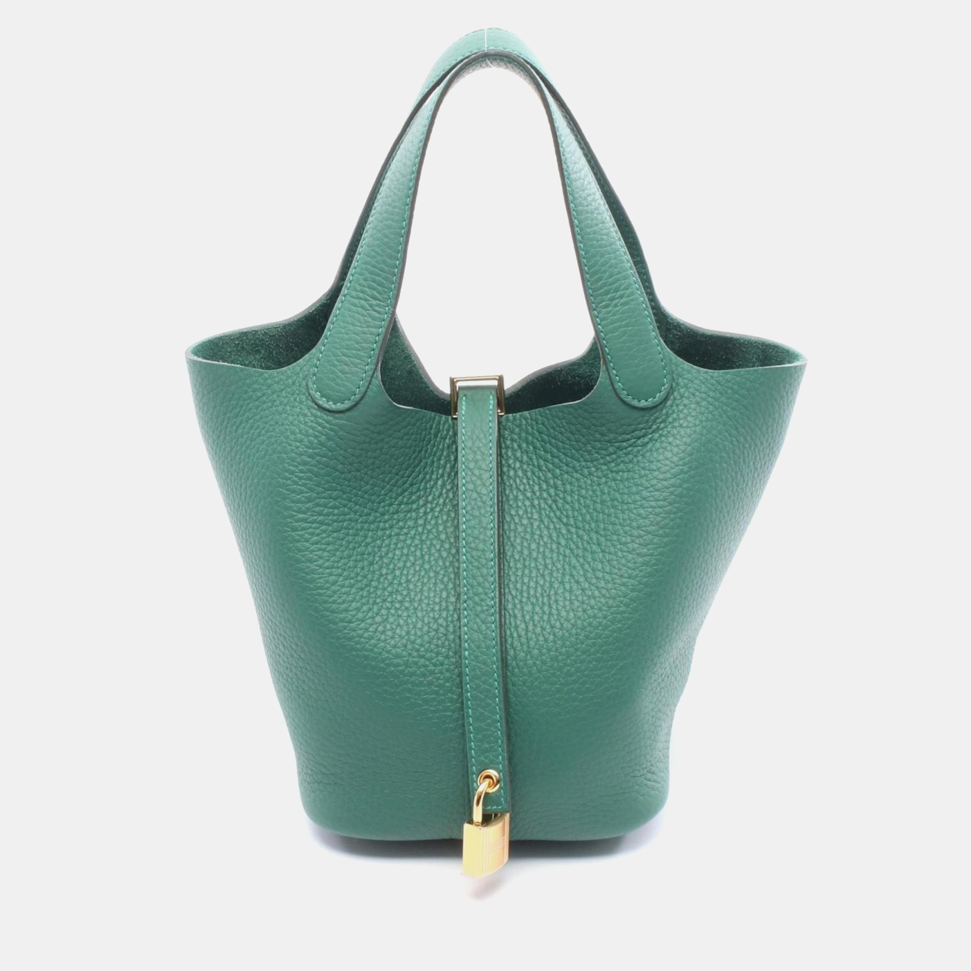 

Hermes Picotin Lock 18 Handbag In Taurillon Clemence Leather Green