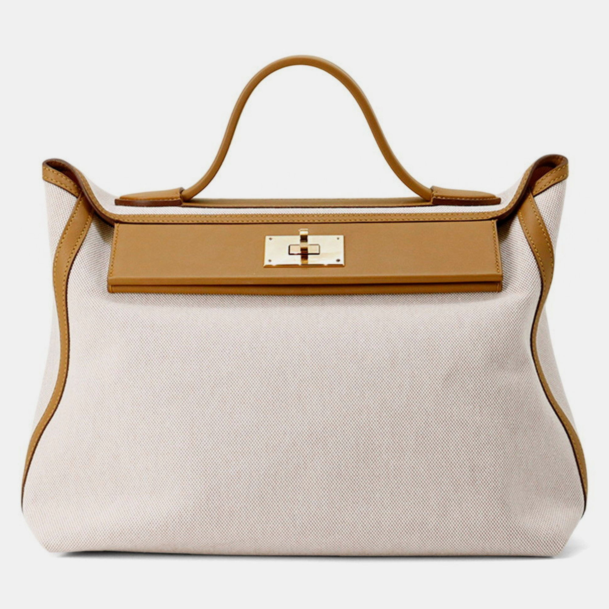 

Hermes Handbag Sizes  Sac Vinquatre Sesame Ecru Toile H Swift, Beige