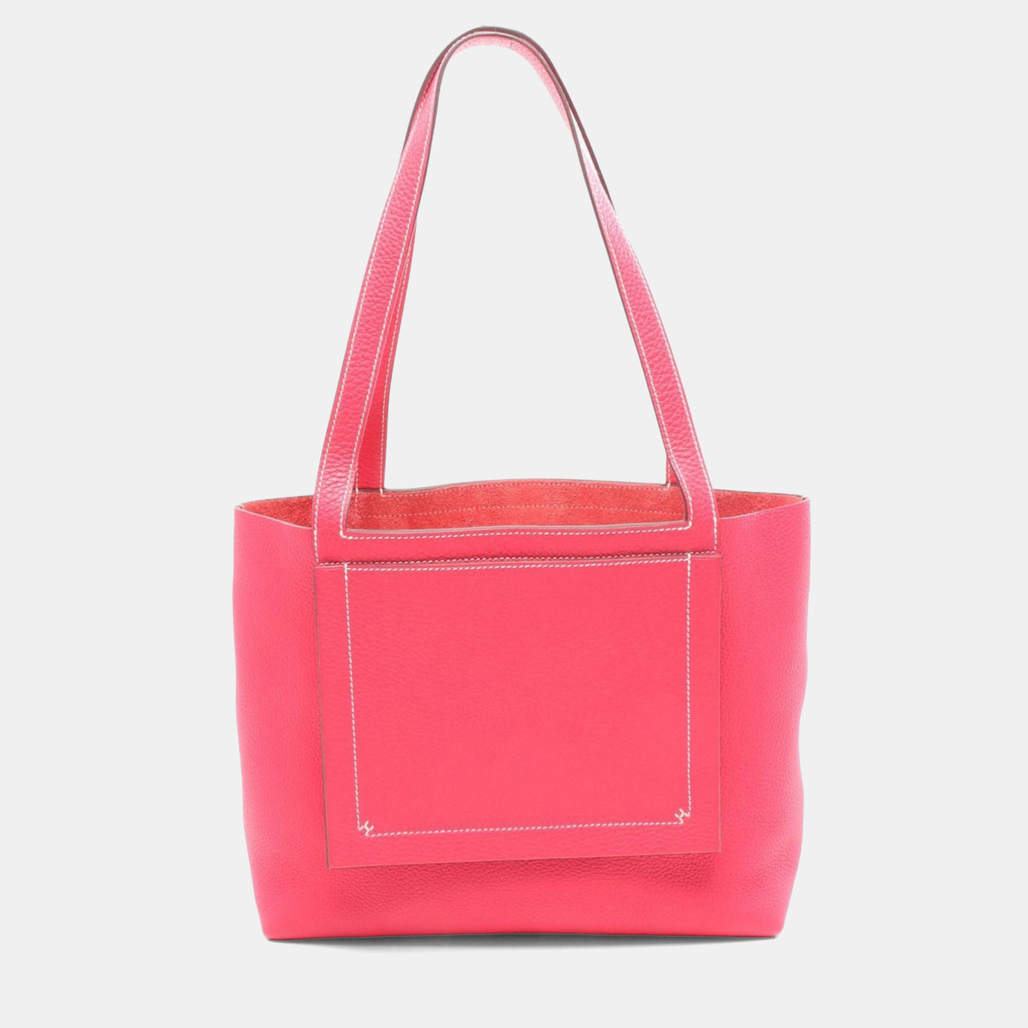 Pre-owned Hermes Cabas Sellier 31 Rose Extreme Taurillon Clemence Leather Tote Bag In Pink