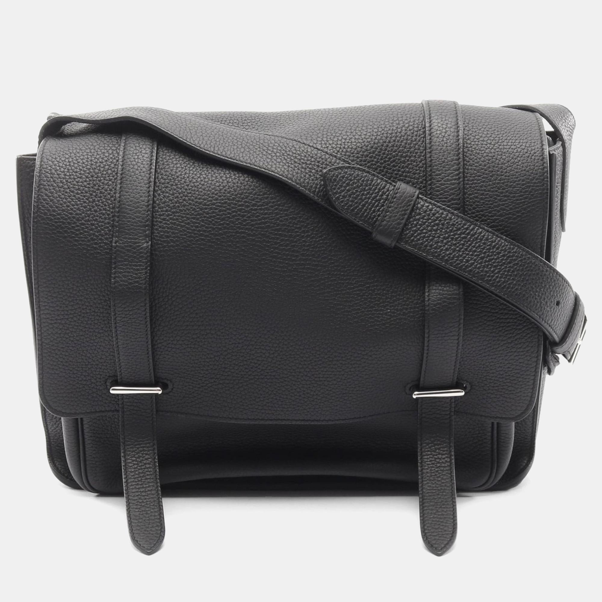 

Hermes Steeve Black Taurillon Clemence Leather Shoulder Bag