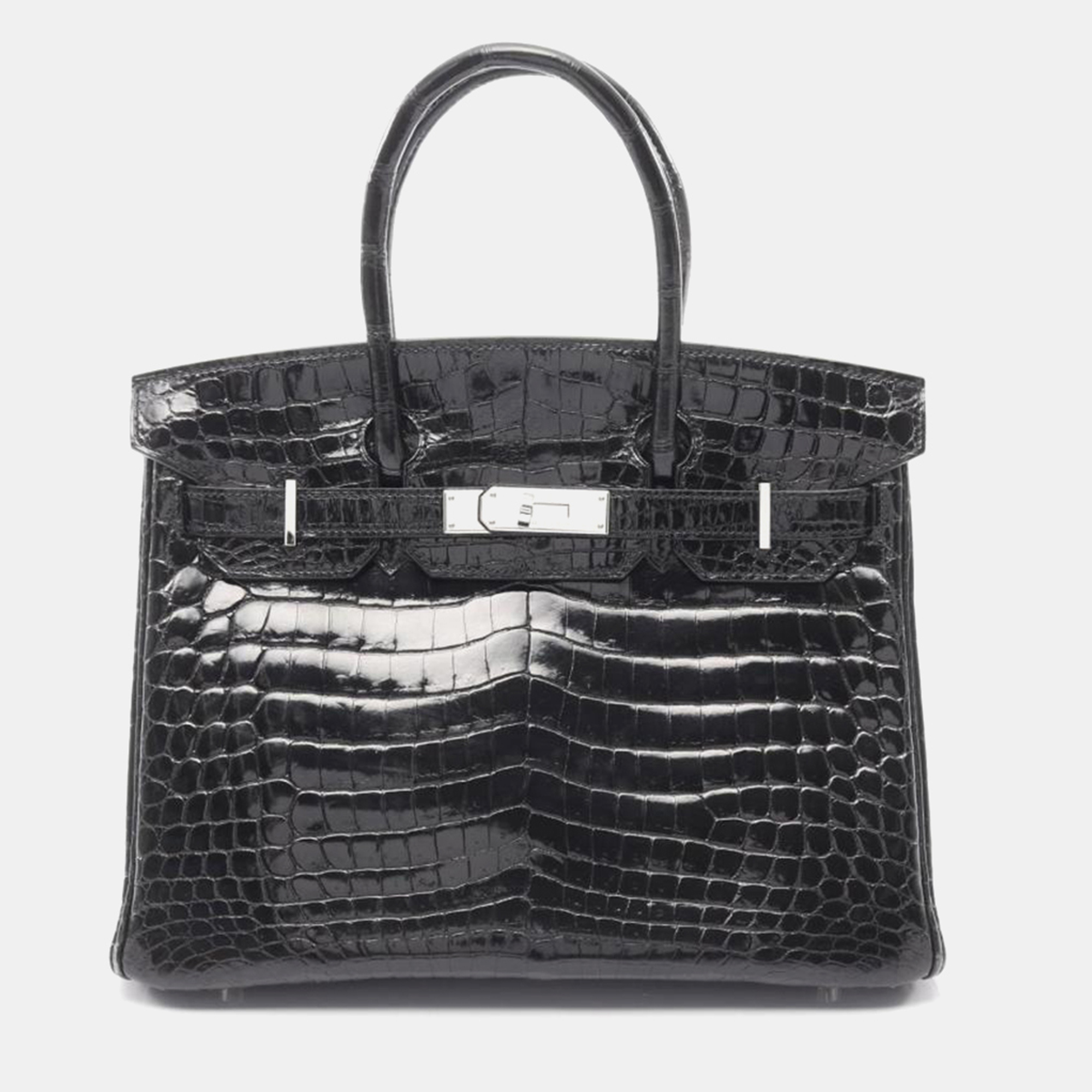 

Hermes Birkin 30 Black Niloticus Crocodile Leather Top Handle Bag