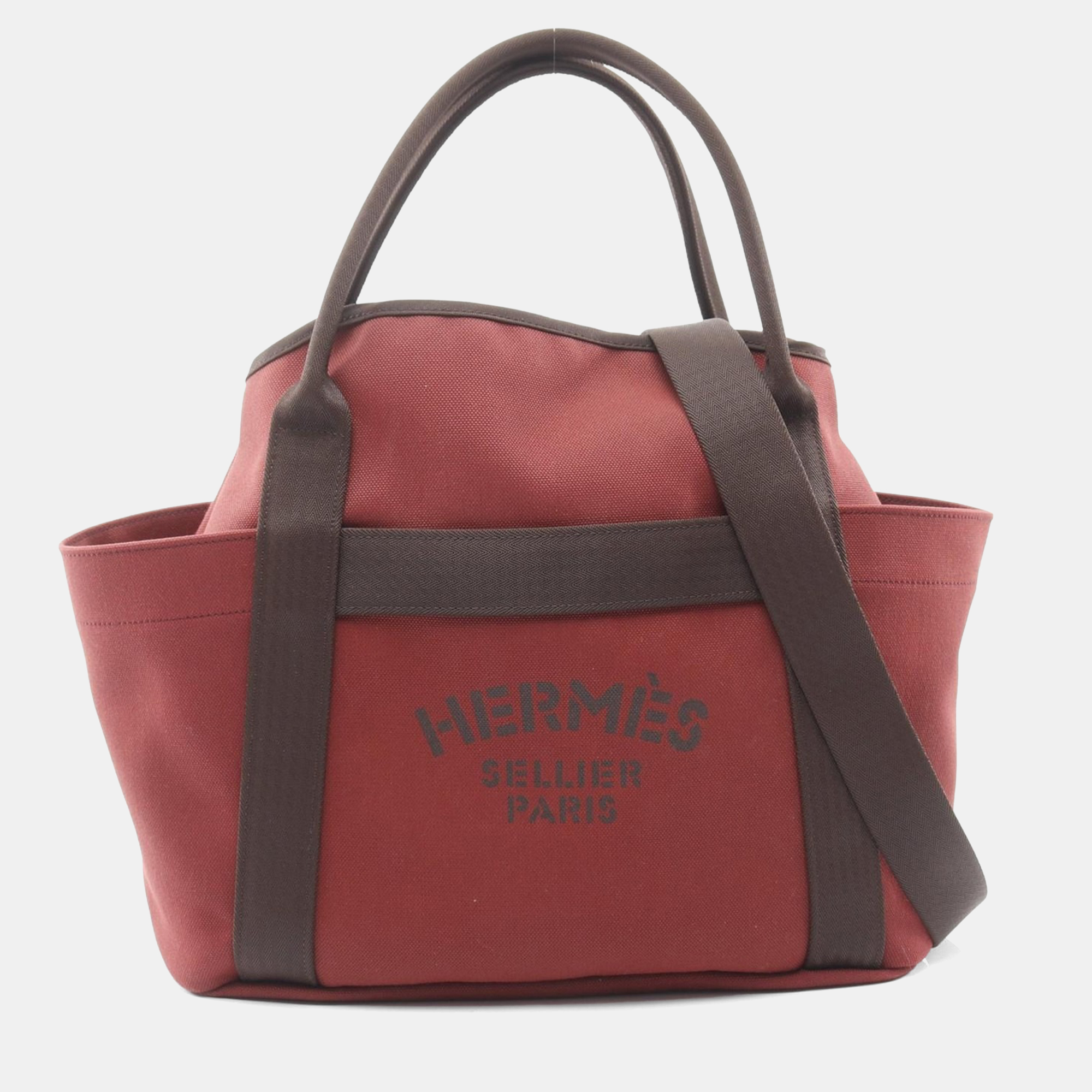 

Hermes Sac De Pansage Groom Bordeaux Toile Military Tote Bag, Burgundy