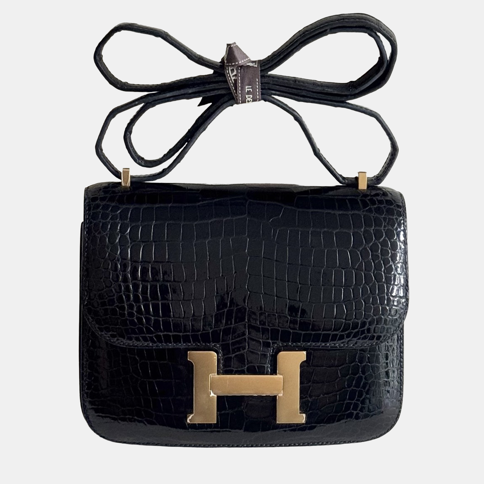 

Hermes Constance 19 Black Shiny Crocodile with Gold Hardware