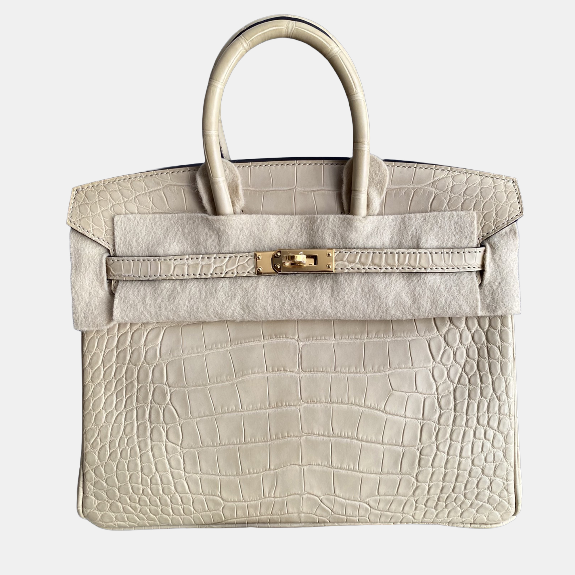 

Hermes Birkin 25 Trench Gray Matte Crocodile Gold Hardware, Grey
