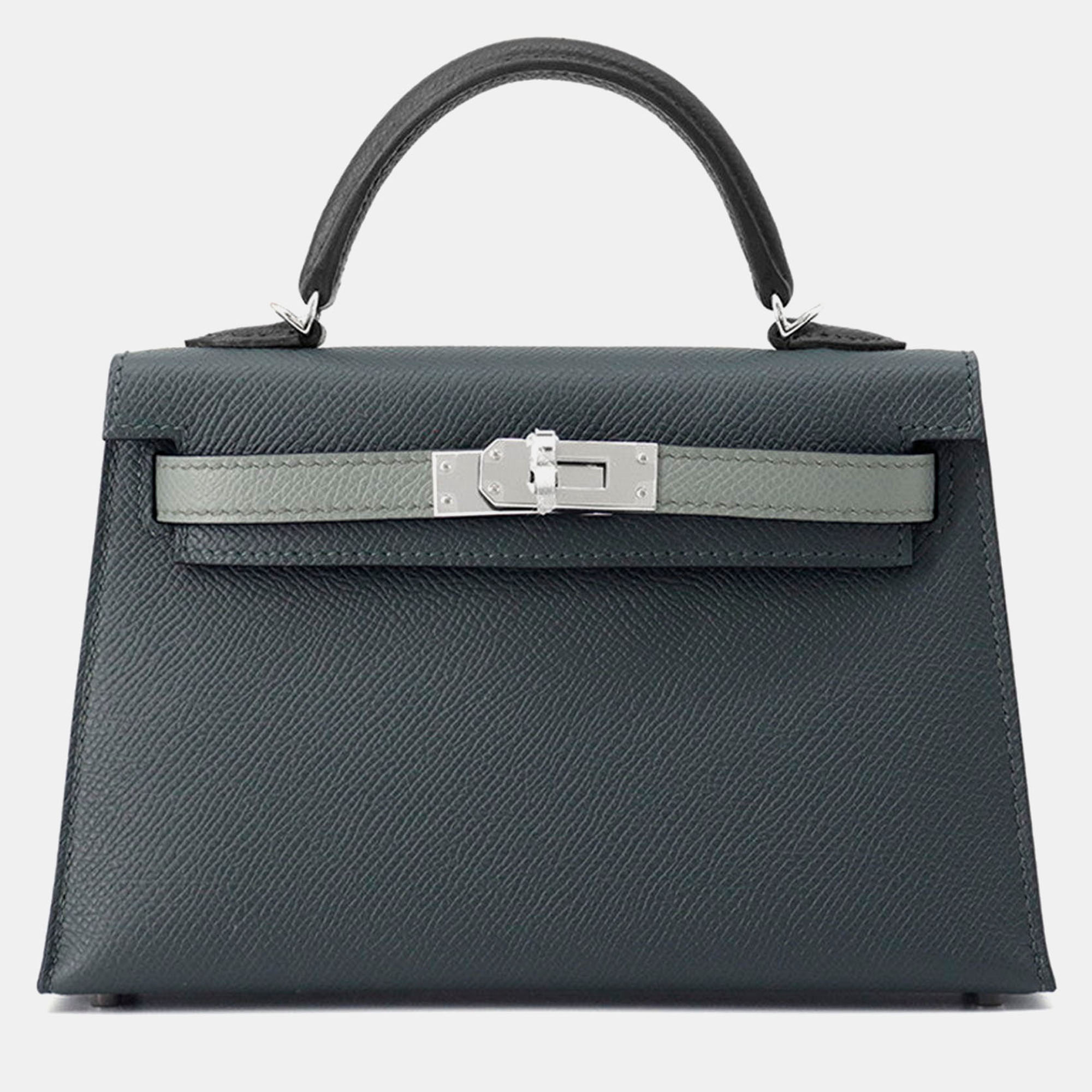 

Hermes Mini Kelly 2 Tricolor Vert Mangrove/Vert Almond/Black Epsom, Grey