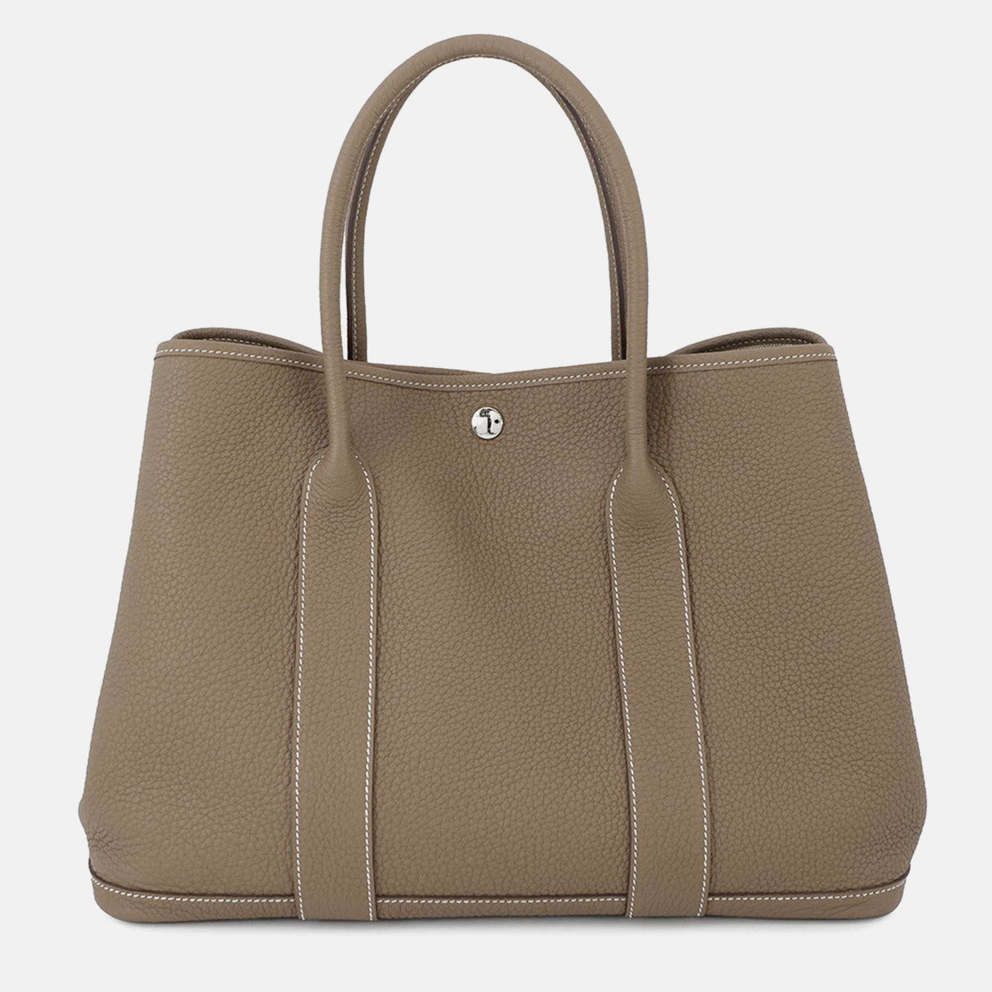 

Hermes Garden Party Etoupe Negonda Leather PM, Brown