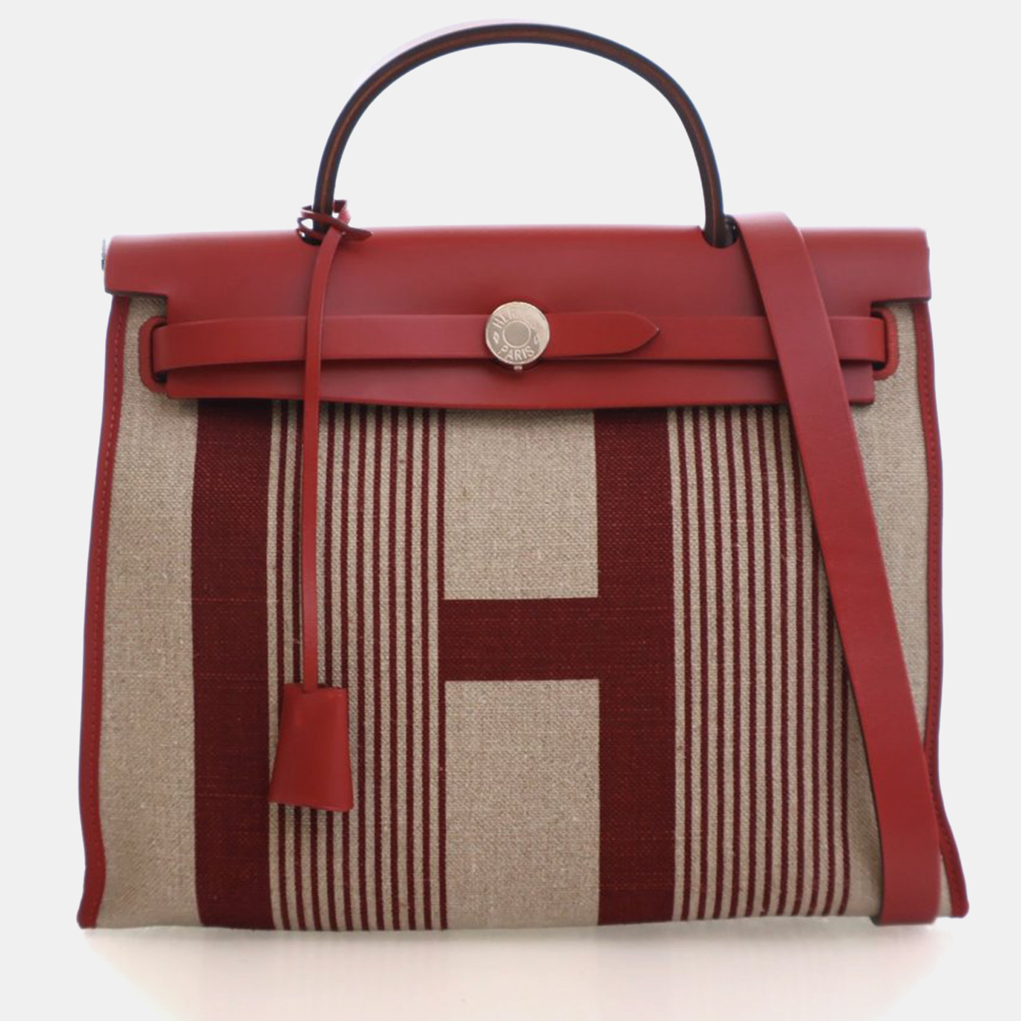 

Hermes Rouge Piment Toile H Vibration Herbag Zip 31, Multicolor