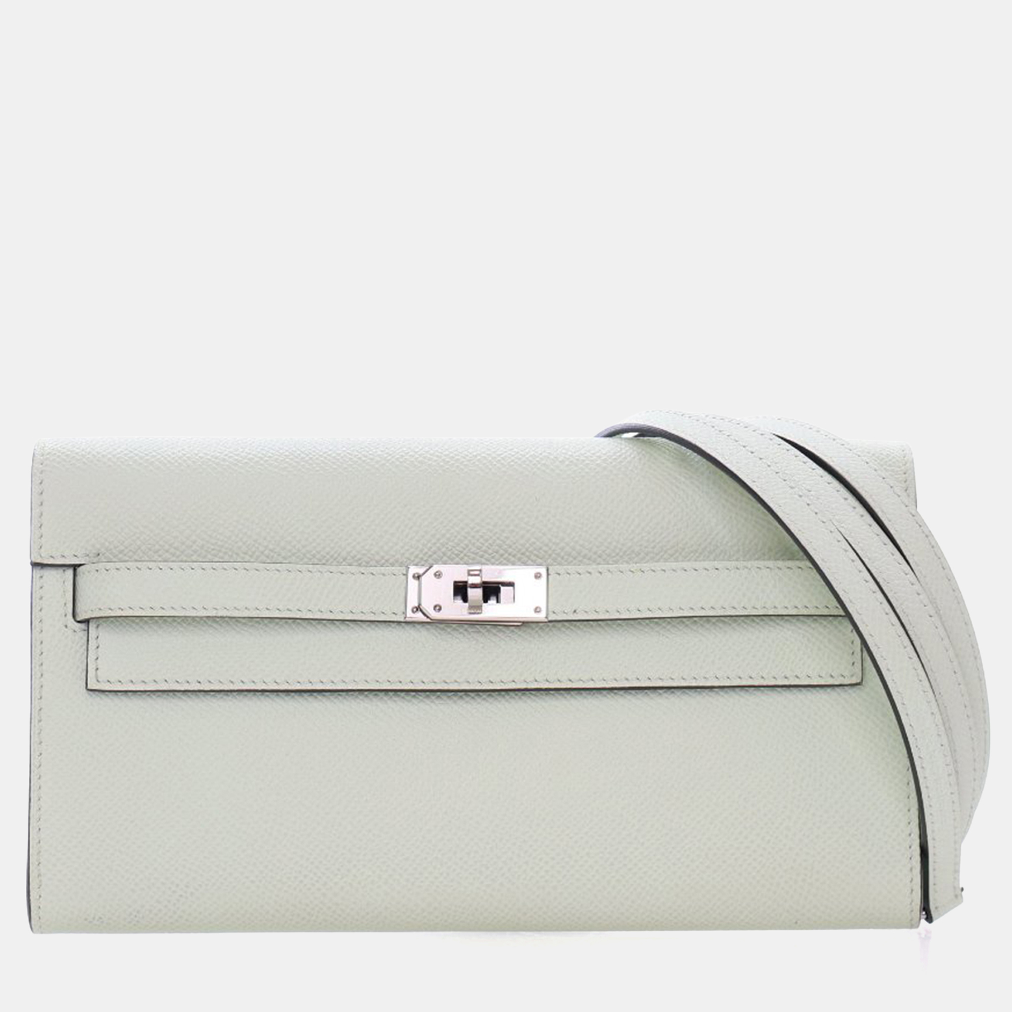 Pre-owned Hermes Vert Fizz Epsom Kelly To Go Wallet In Blue