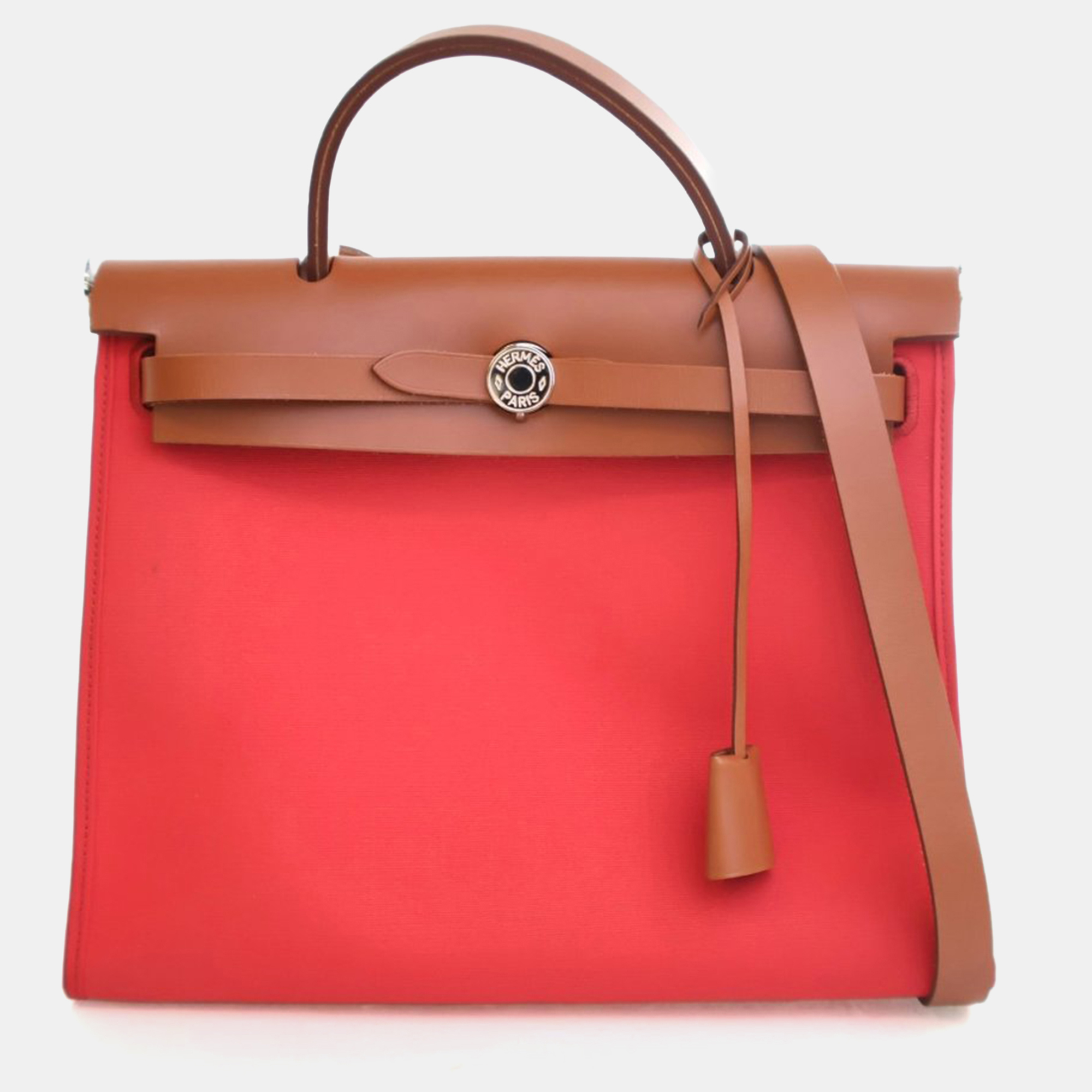 

Hermes Bougainvillier Toile H Herbag Zip 31, Brown