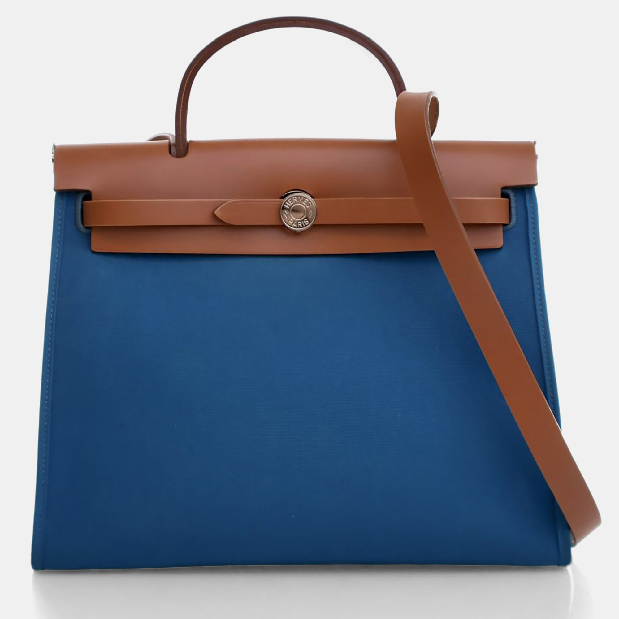

Hermes Bleu Zanzibar Toile H Herbag Zip 31, Blue