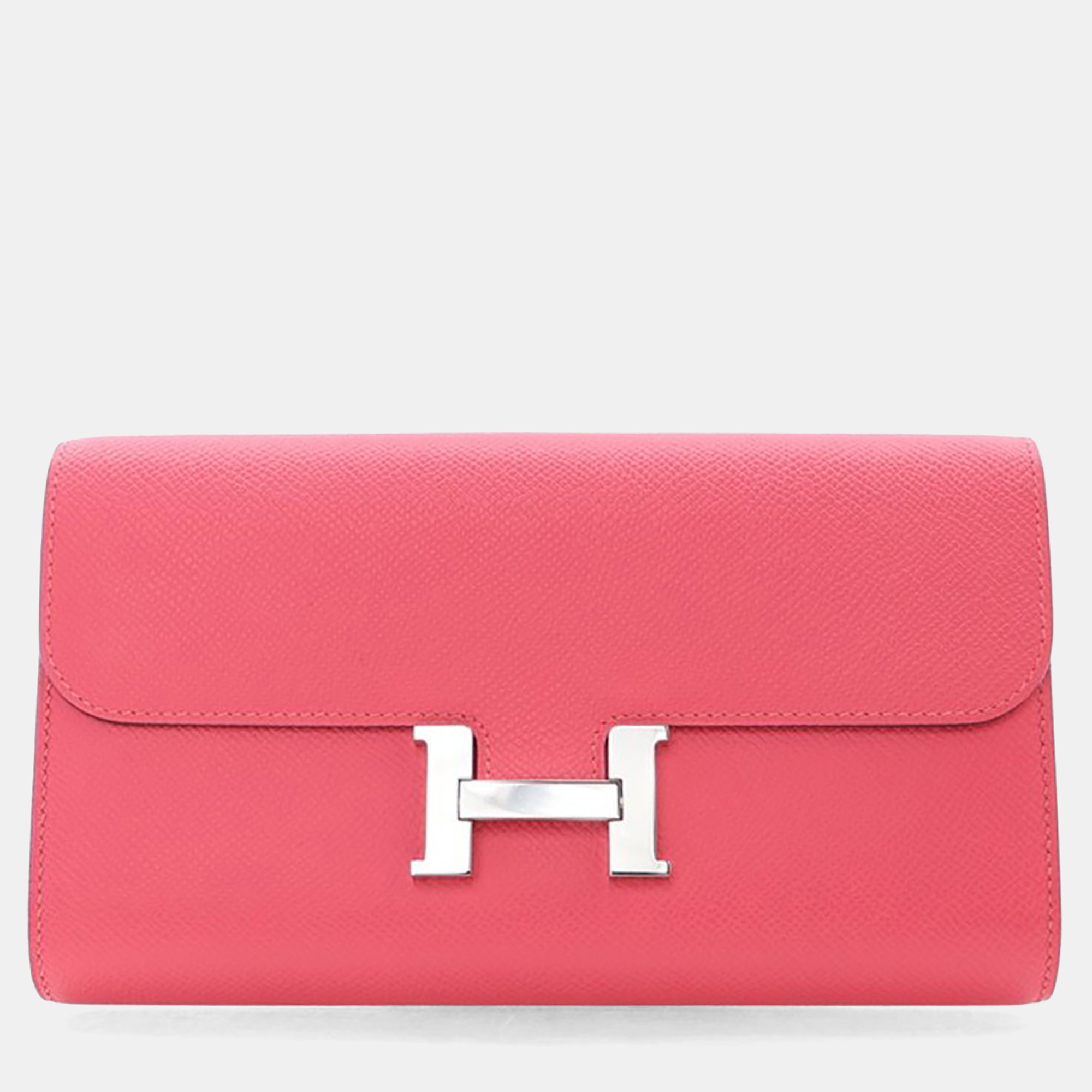 Pre-owned Hermes Rose Extreme Epsom Constance Wallet To Go In Pink