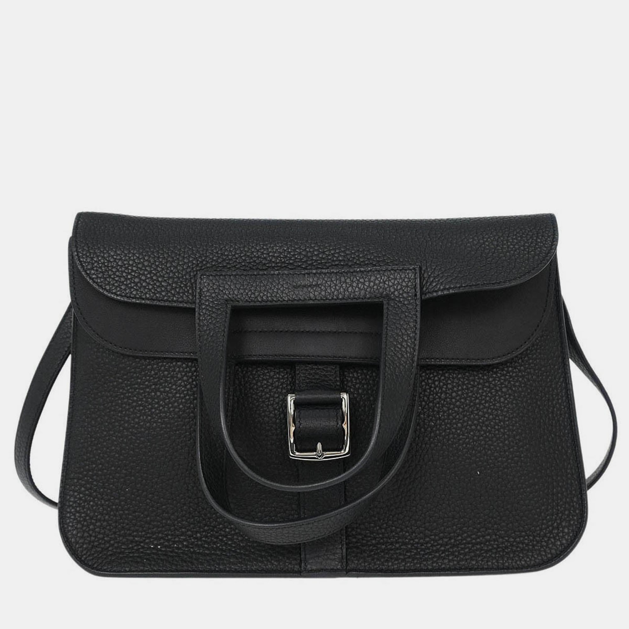 Click to view more detailed imagery on our partner's website Pre-owned Hermes Halzan 31 2way Black Taurillon Clemence Tote Bag