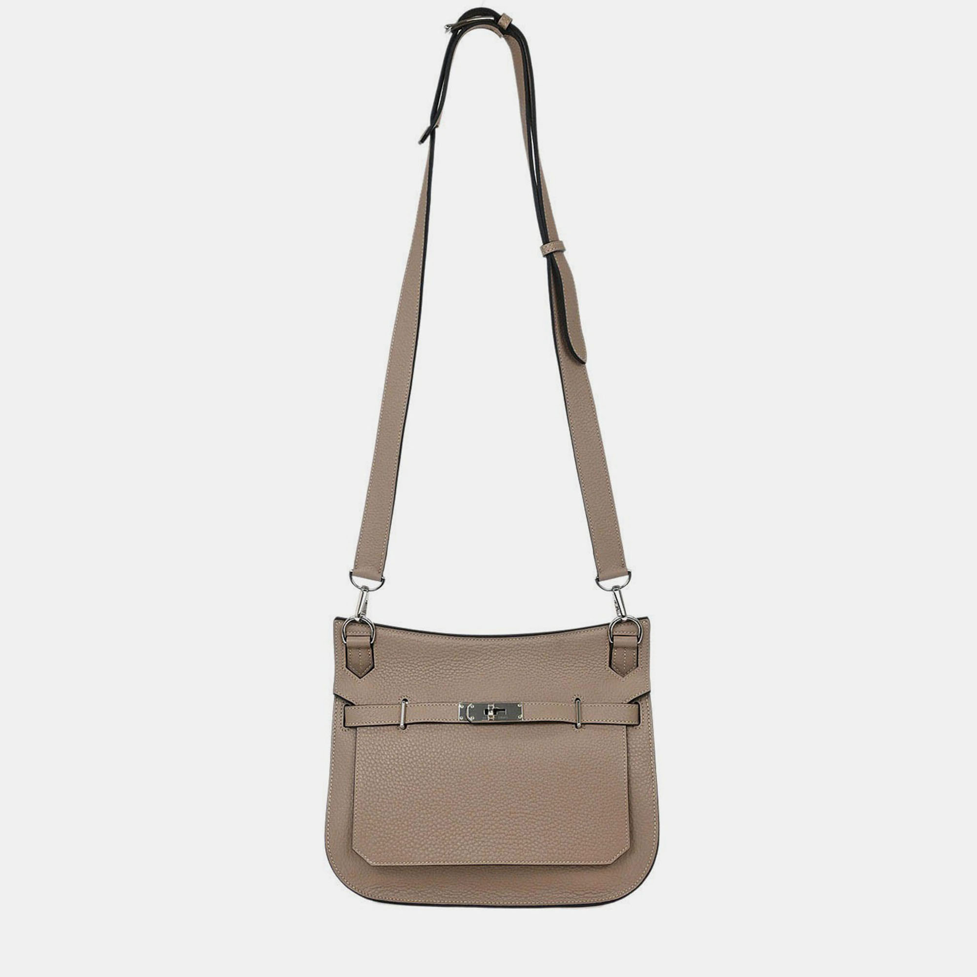 

Hermes Jypsiere 28 Gris Tourterelle Taurillon Clemence Shoulder Bag, Grey