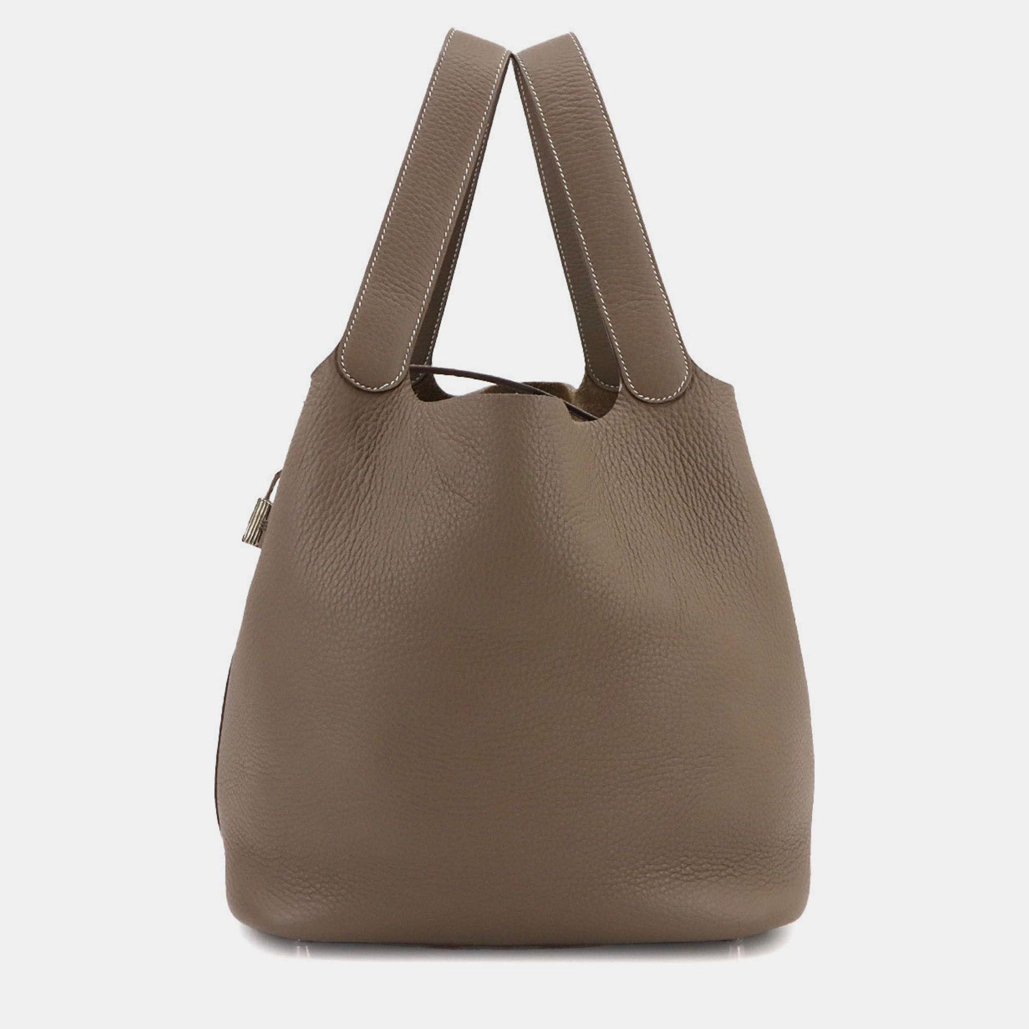 

Hermes Picotin Lock 26 Taurillon Clemence Etoupe Leather Handbag, Brown