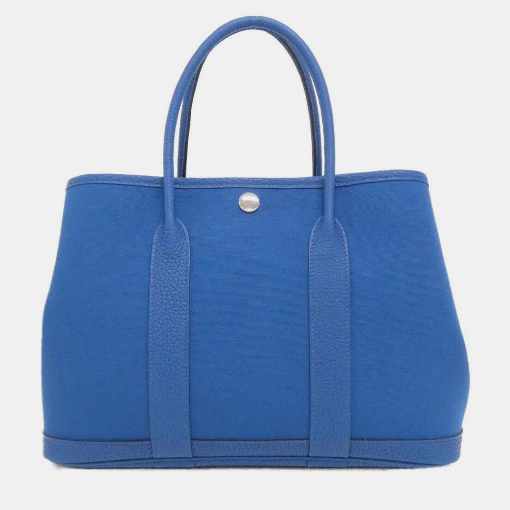 

Hermes Garden Party 30 Leather Handbag, Blue