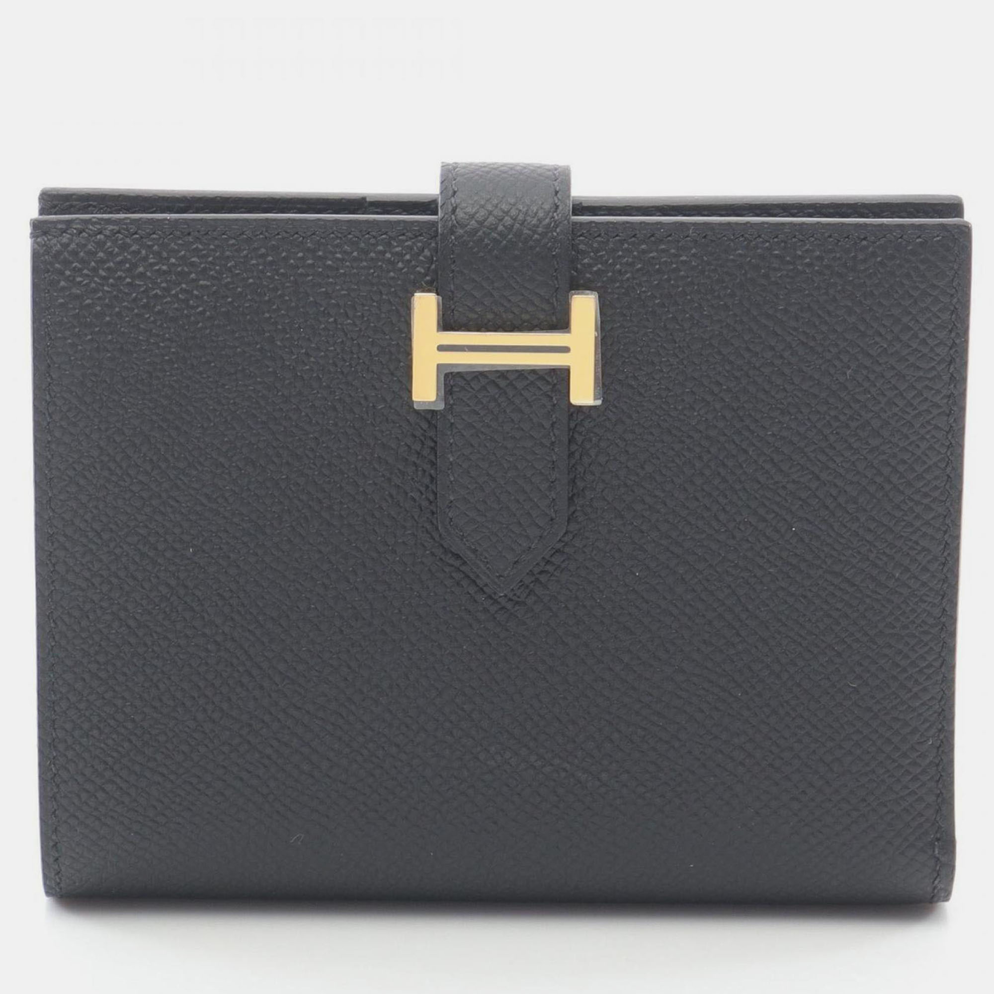 Click to view more detailed imagery on our partner's website Pre-owned Hermes Bearn Compact Bifold Wallet Leather Epsom Black