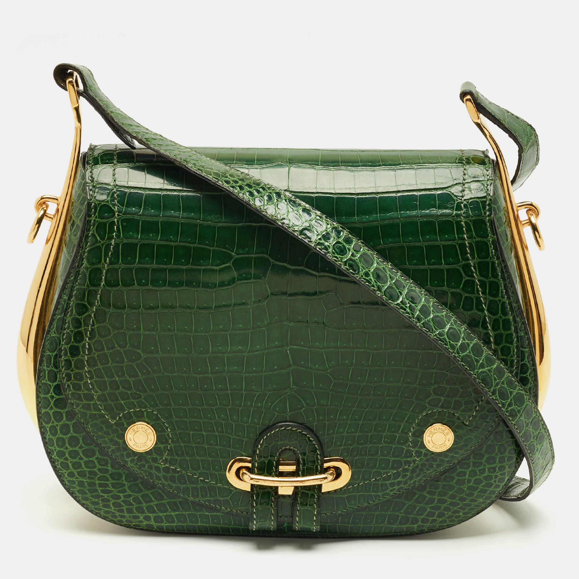 

Hermes Passe Guide Cactus Crocodile Bag, Green