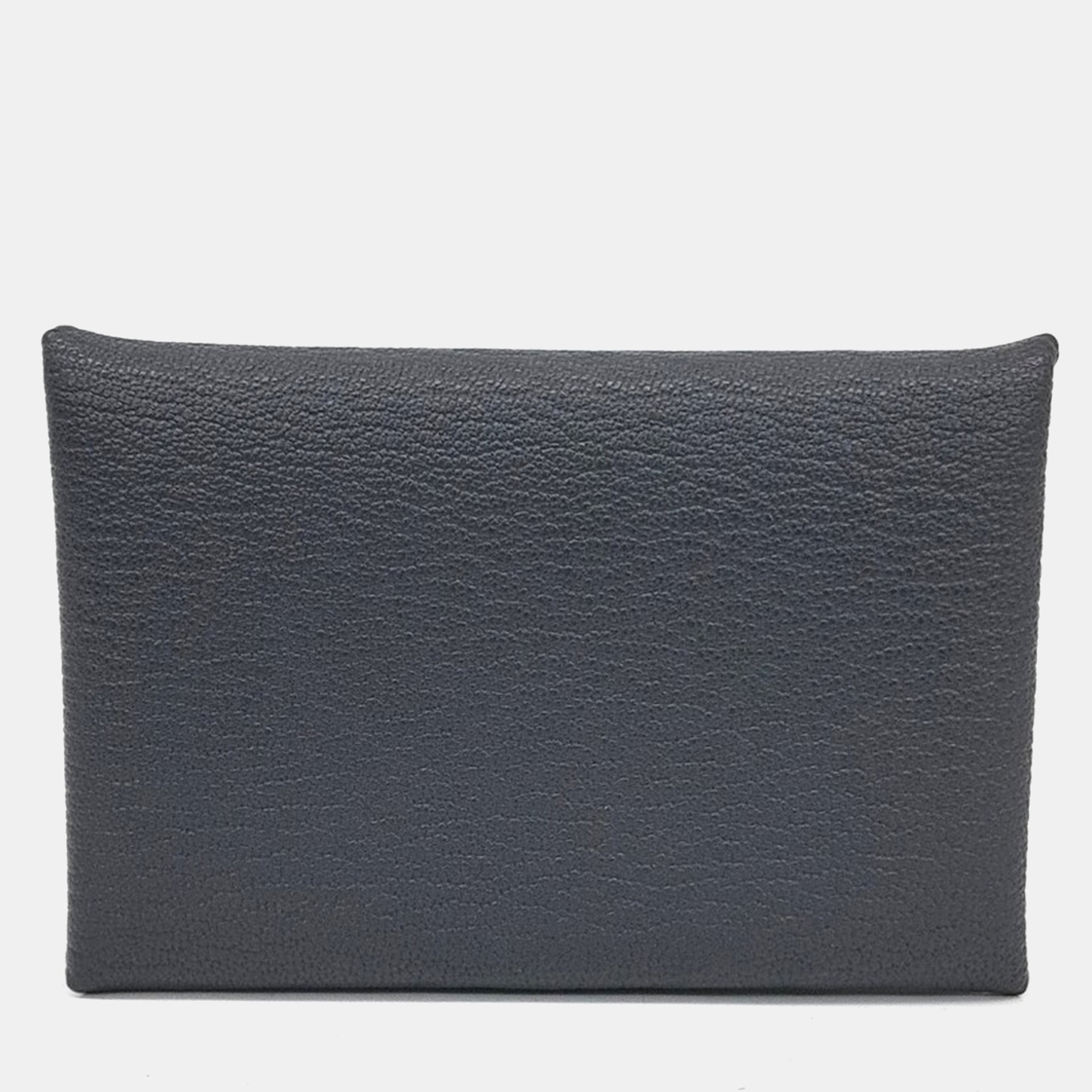 Pre-owned Hermes Black Leather Calvi Card Holder