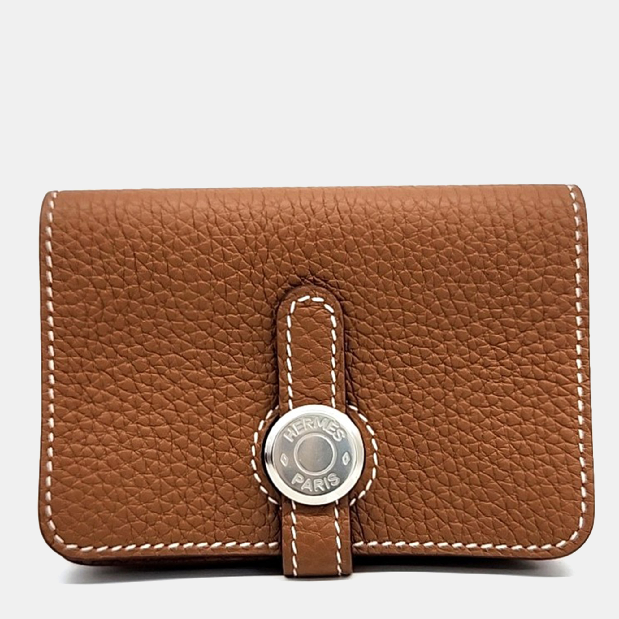 Pre-owned Hermes Brown Leather Dogon Card Holder