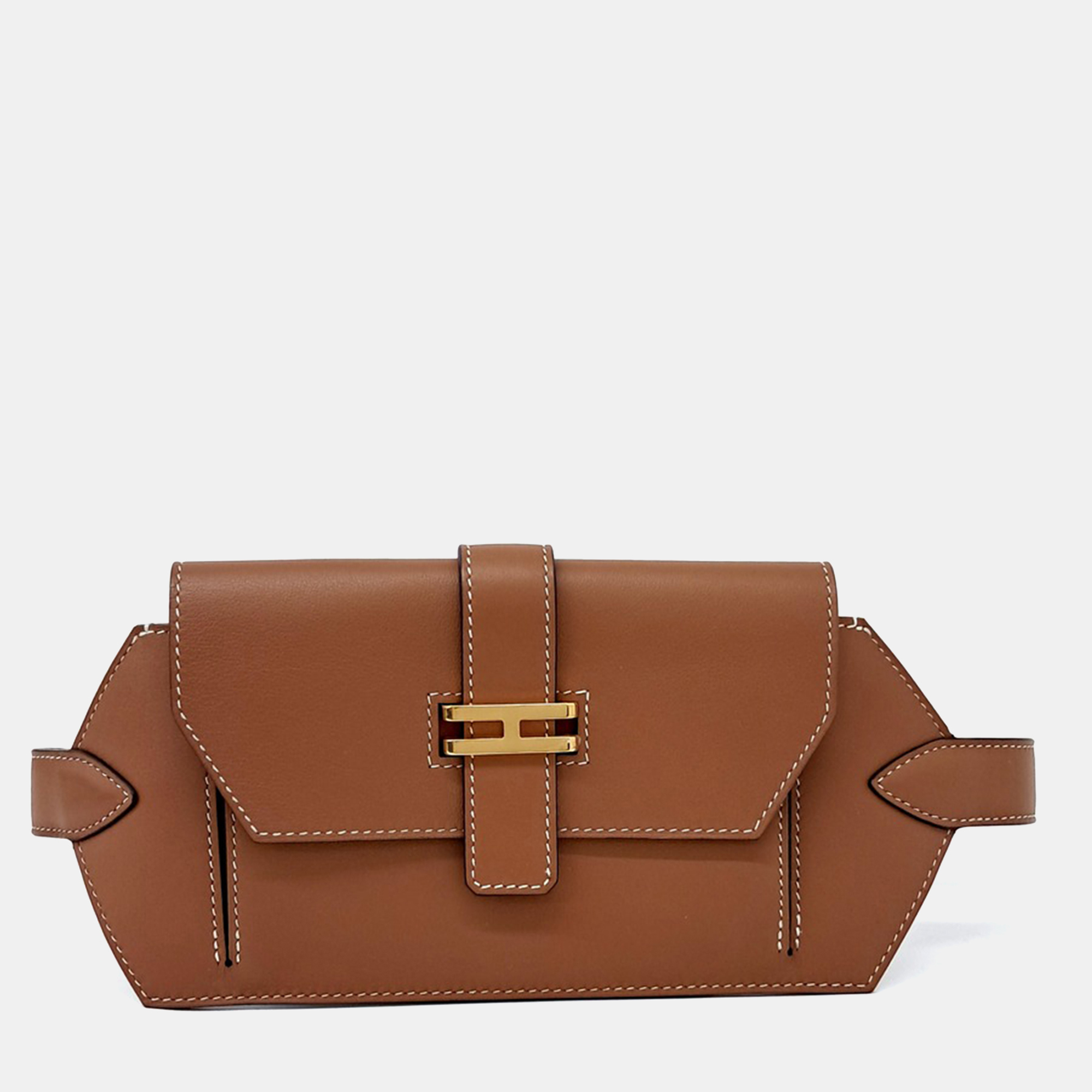 

Hermes Brown Leather Elan Pocket 24 Belt Bag