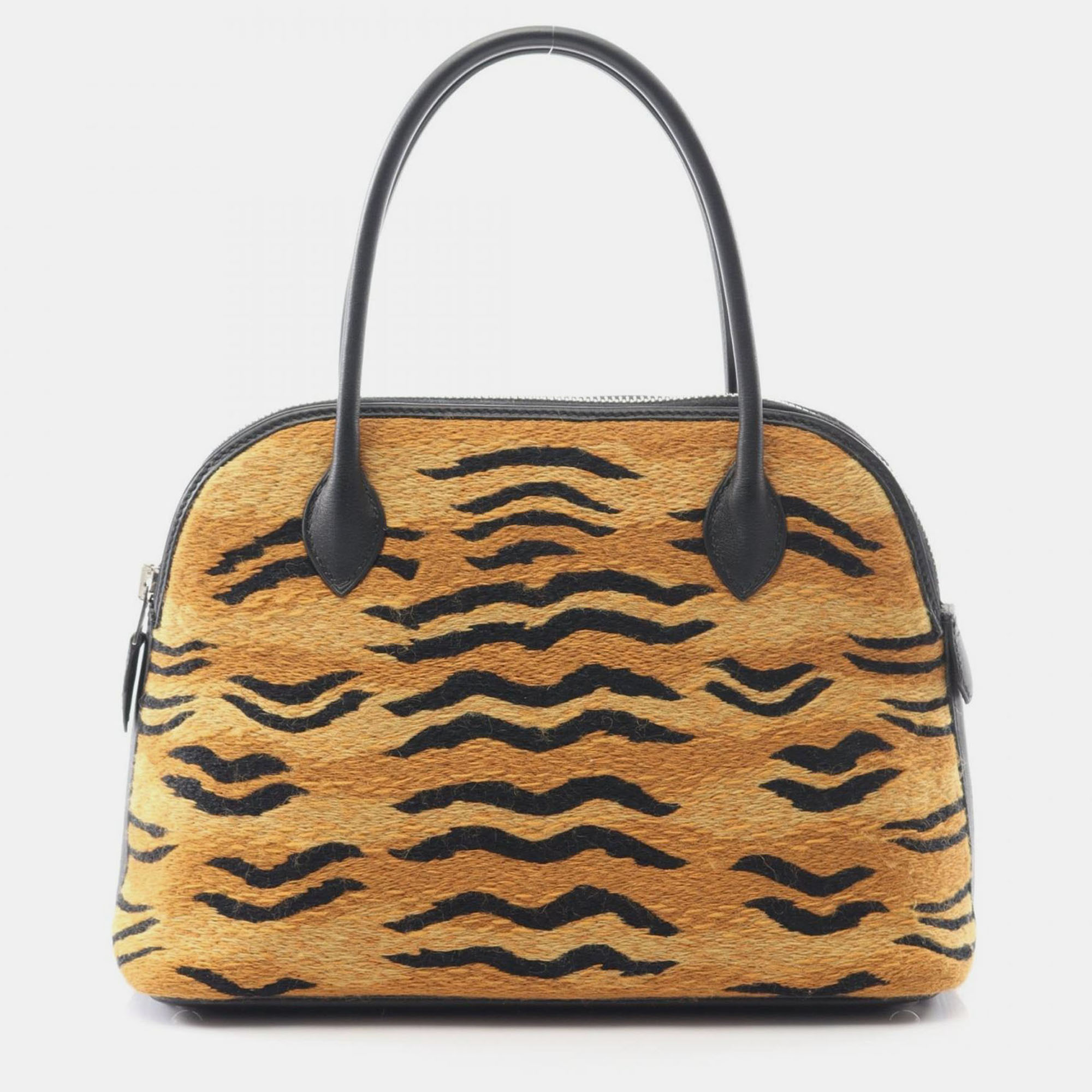 

Hermes Bolide 27 Brown Black Swift Leather Leopard Handbag