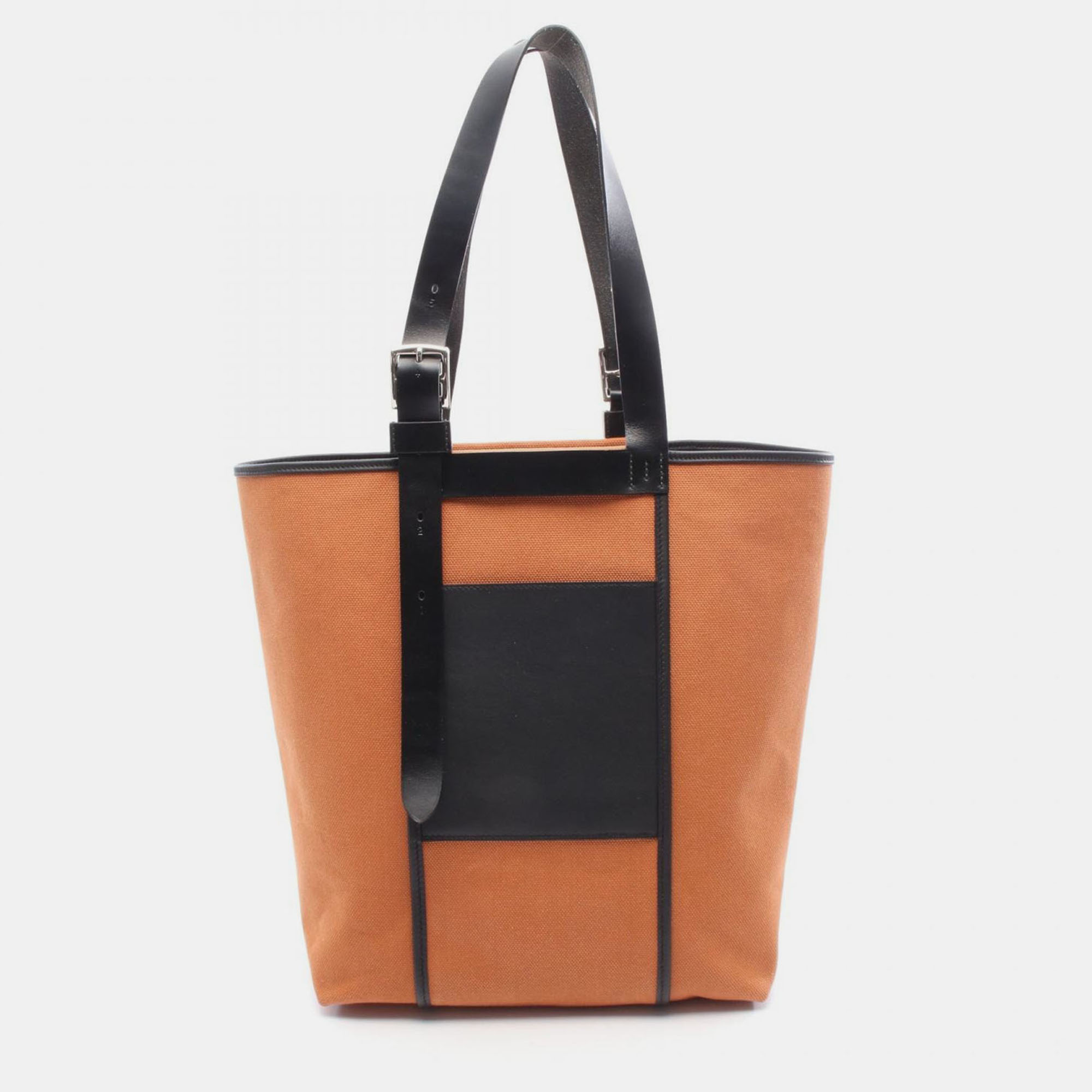 Pre-owned Hermes Etriviere Pocket 27 Toile Canvas And Leather Tote Bag In Black