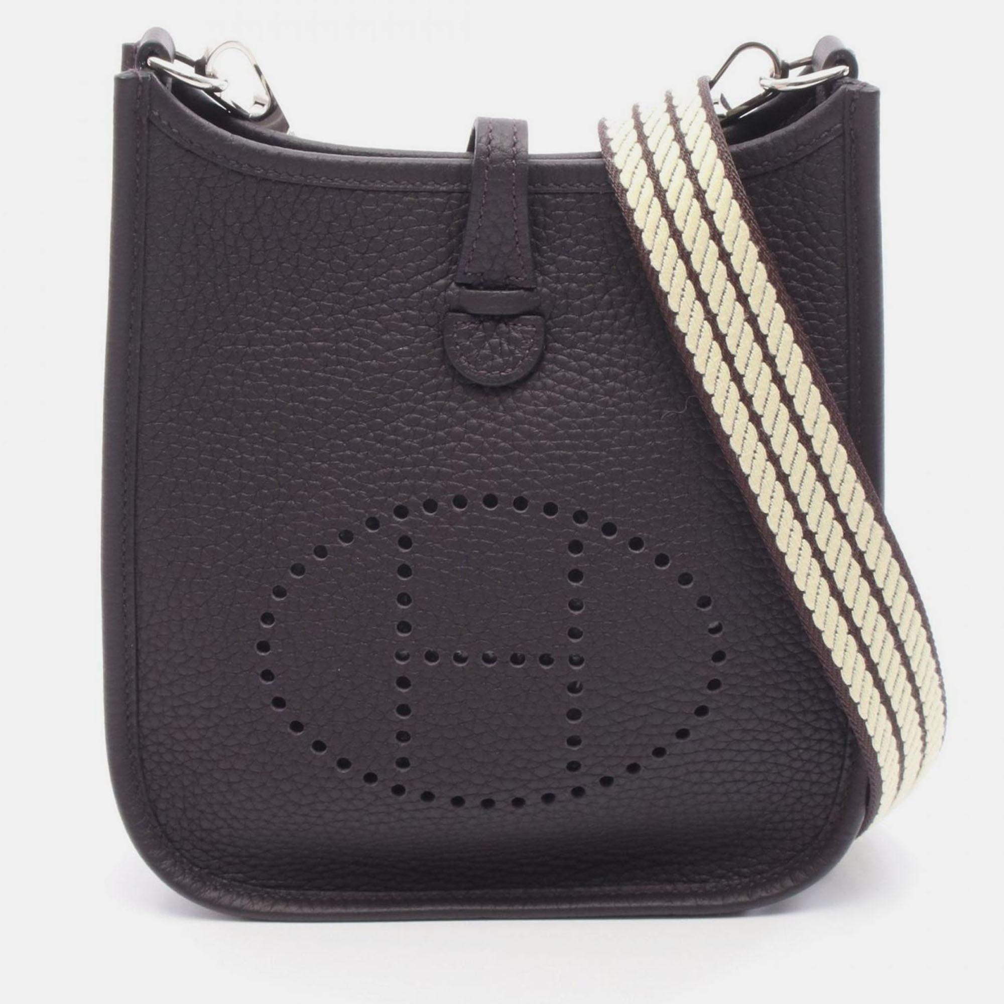 

Hermes Evelyne 16 Rouge Sellier Taurillon Clemence Leather Shoulder Bag, Black