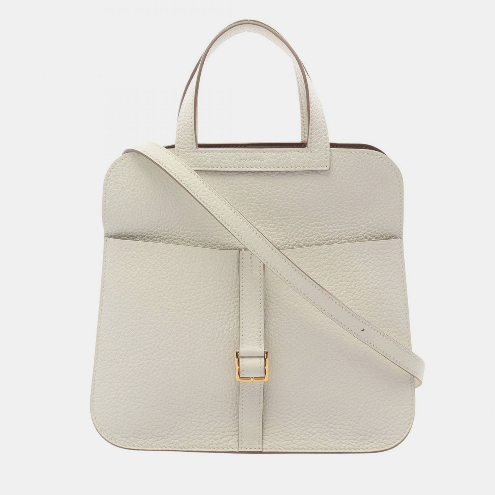 

Hermes Halzan 25 White/Brown Taurillon Clemence Leather Shoulder Bag