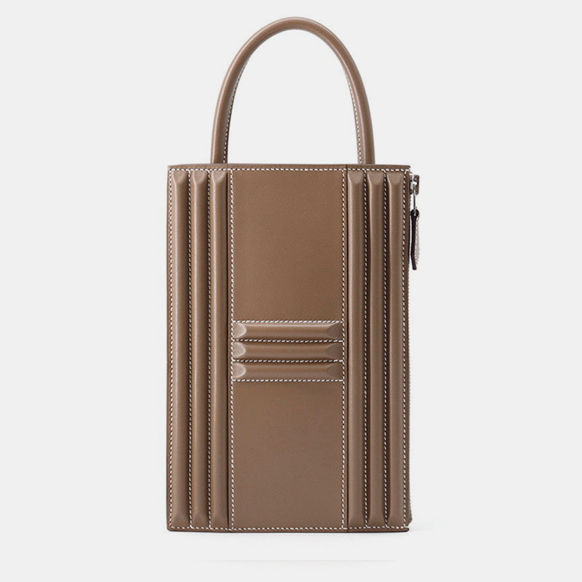 

Hermes Cadena Bag Etoupe Tadelakt Leather, Brown