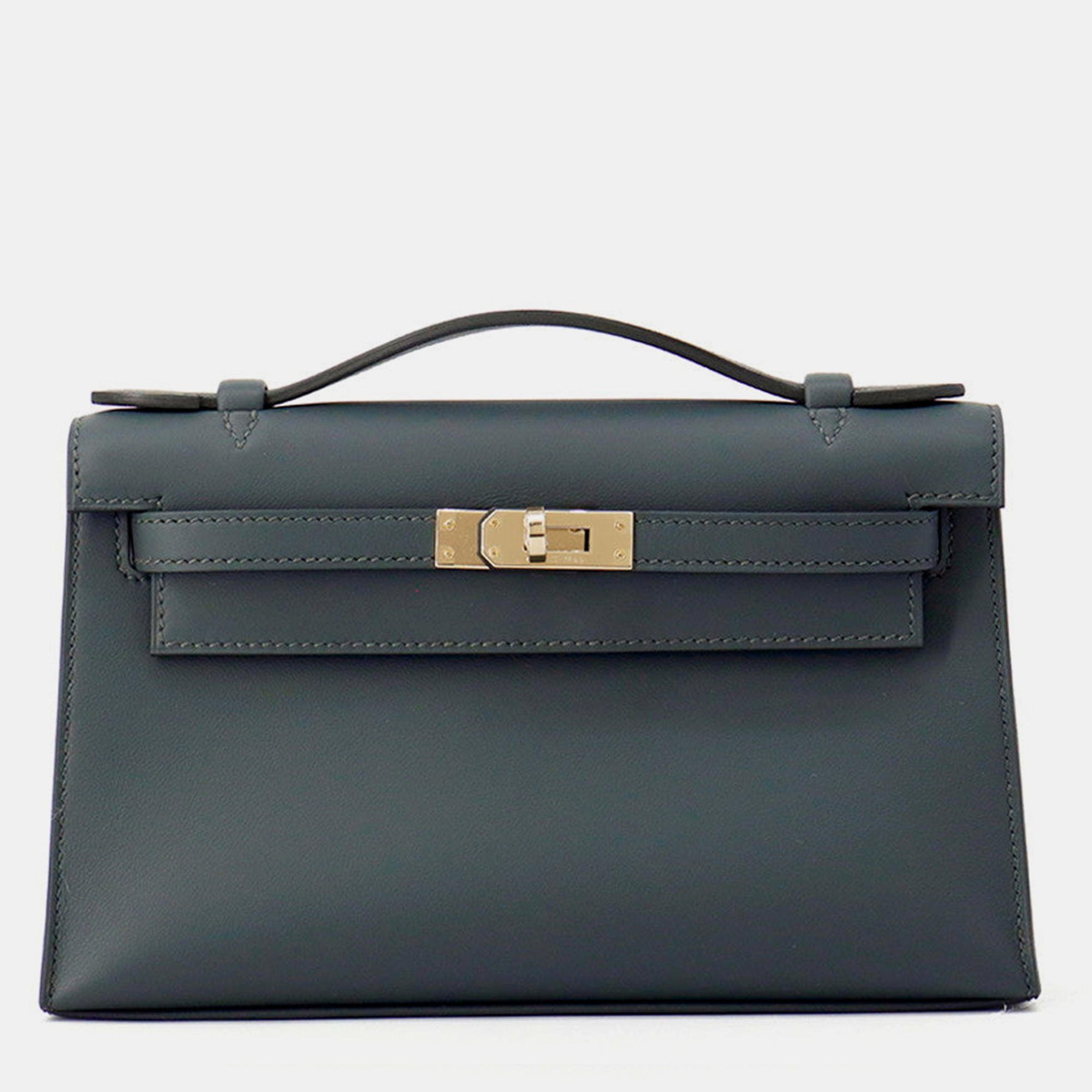 

Hermes Pochette kelly Vert Mangrove Swift Leather, Blue