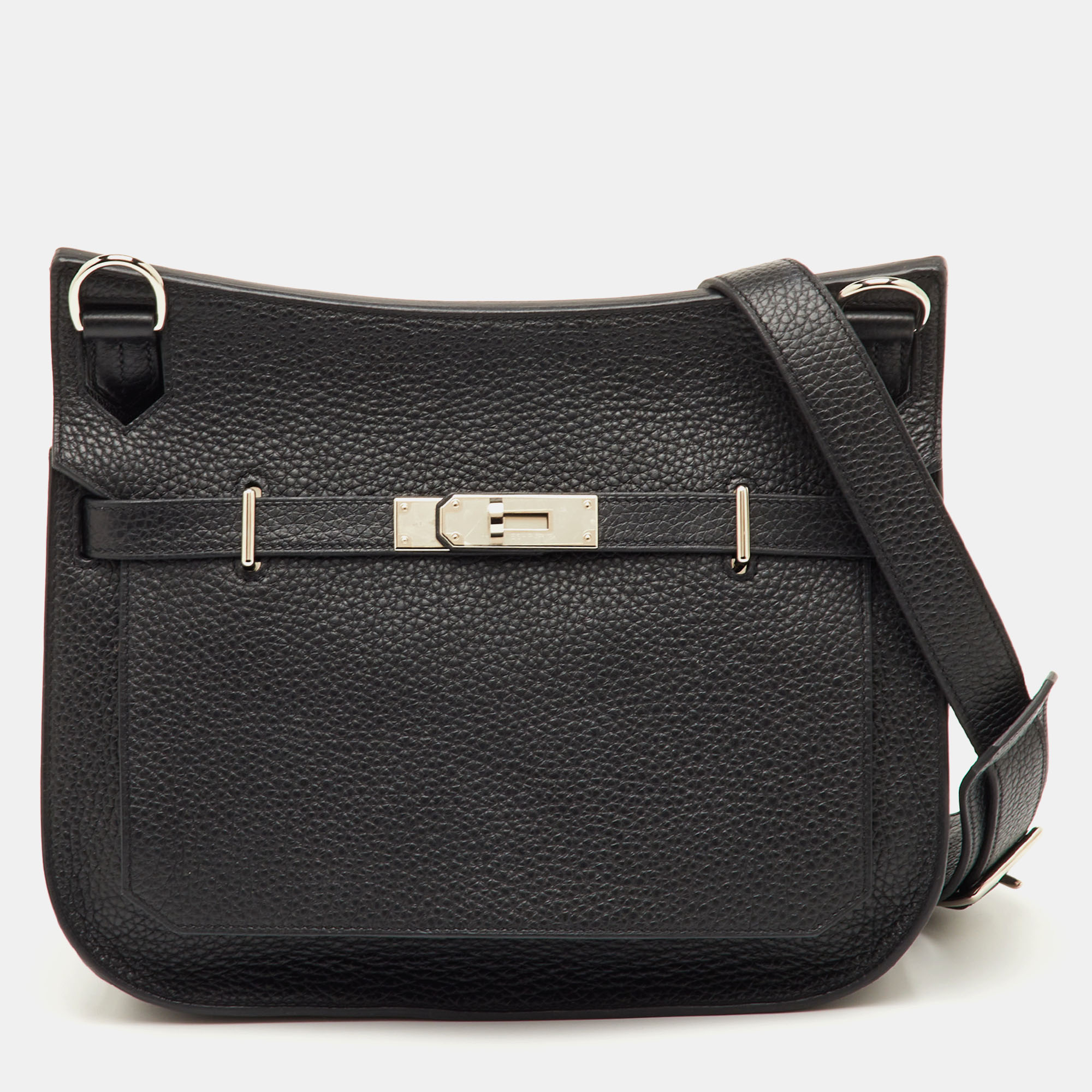 

Hermes Jypsiere 28 Palladium Finish Black Taurillon Clemence Leather Shoulder Bag