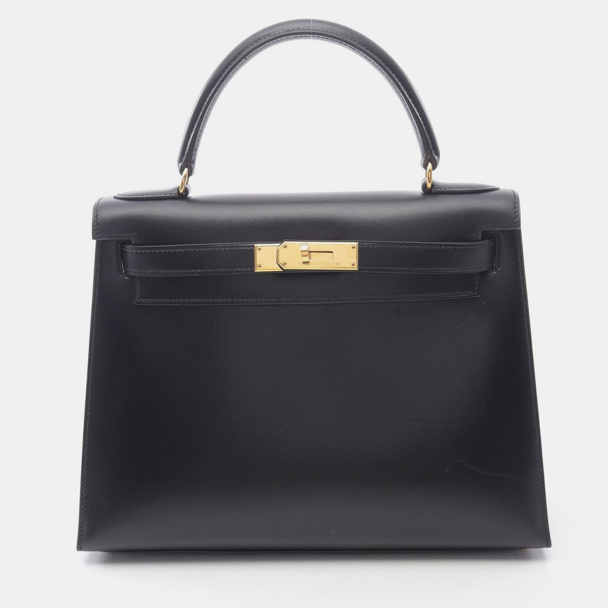 

Hermes Kelly 28 Black Box Calf Leather Shoulder Bag