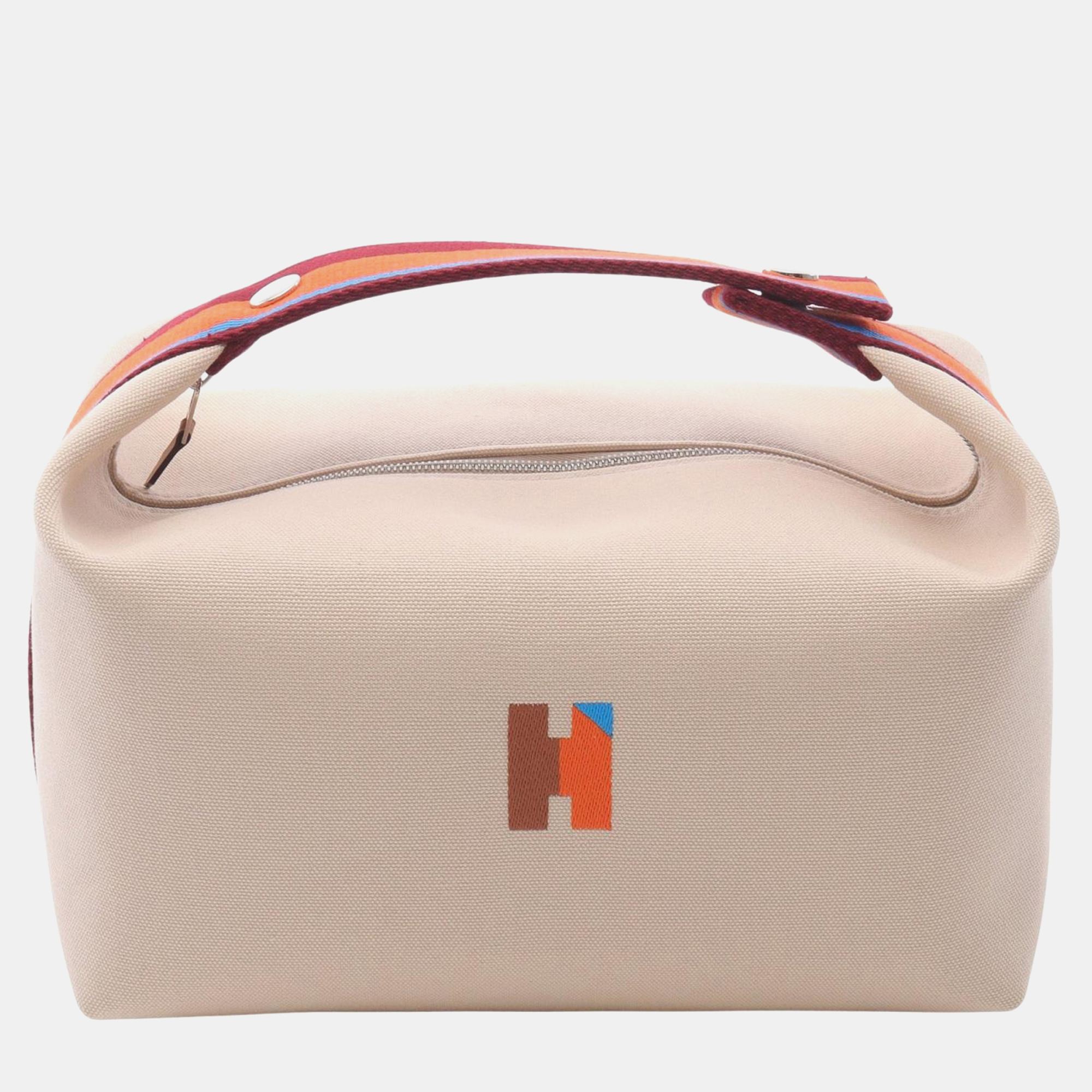 

Hermes Bride-A-Brac GM Beige Orange Canvas Pouch, Multicolor