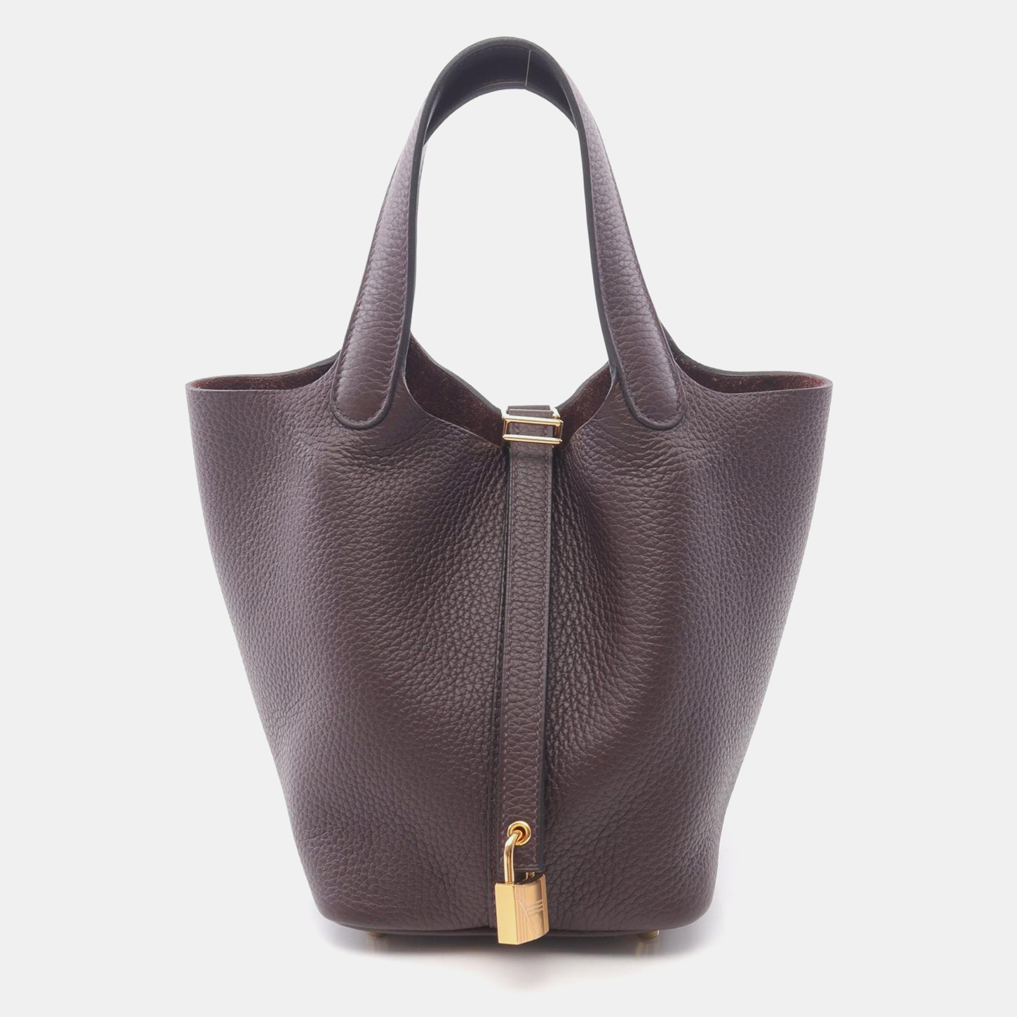 

Hermes Picotin Lock 18 Rouge Sellier Taurillon Clemence Leather Tote Bag, Burgundy