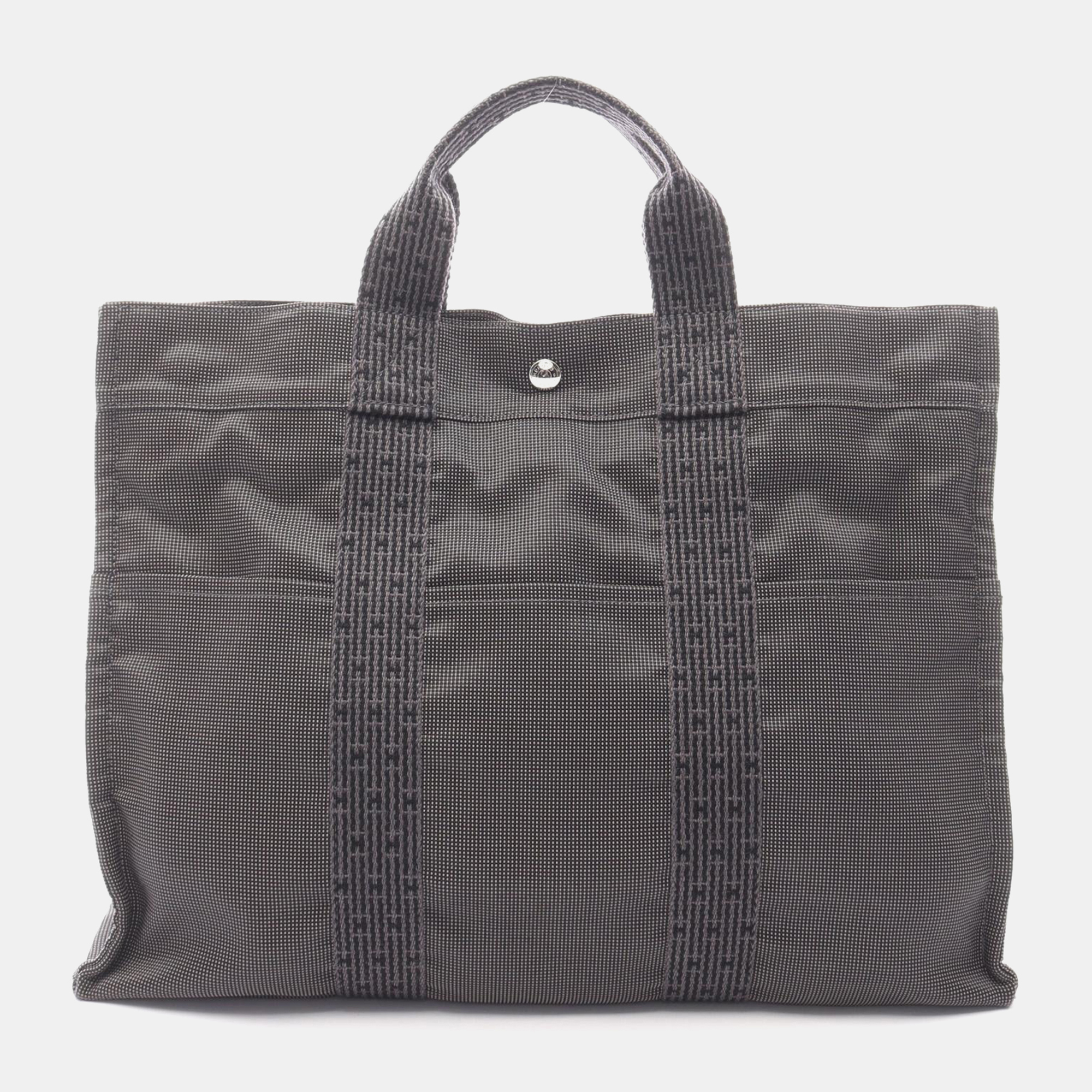 

Hermes Herline MM Gray Nylon Canvas Tote Bag, Grey