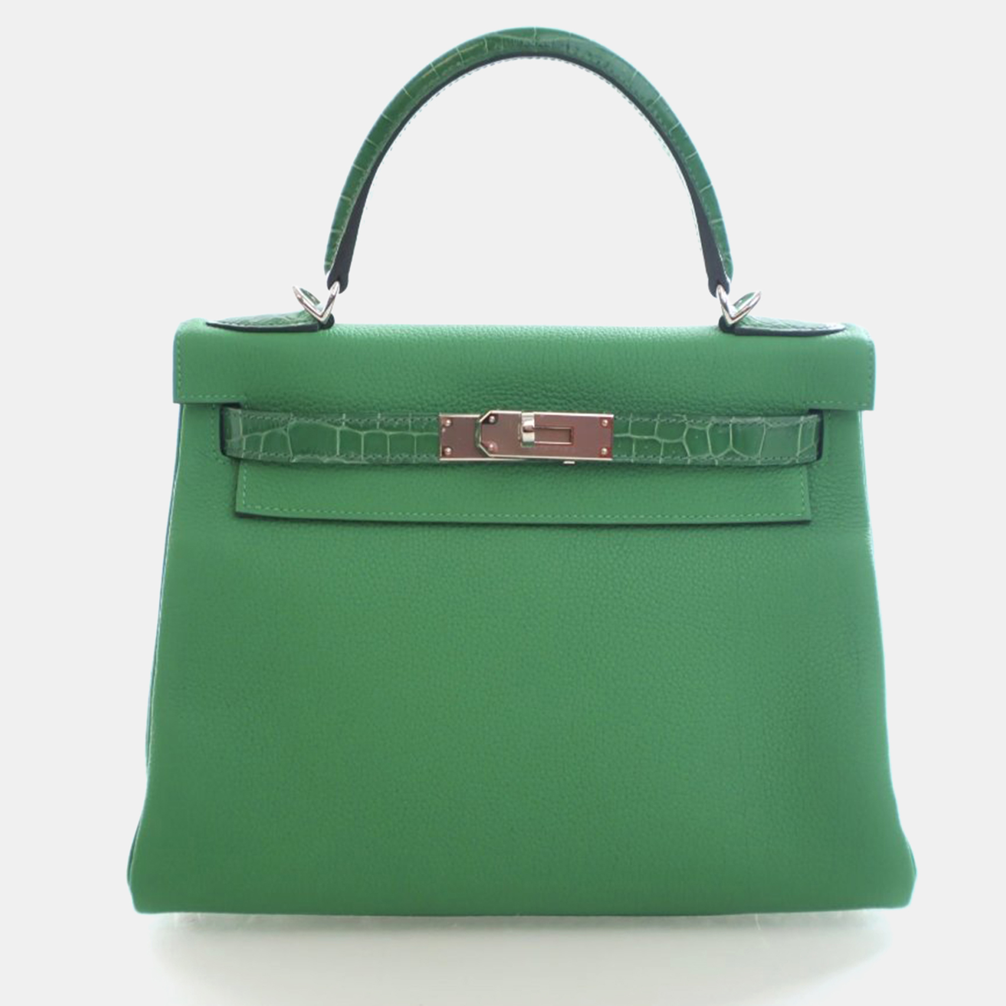 

Hermes Kelly 28 Bambou Togo Touch Bag, Green