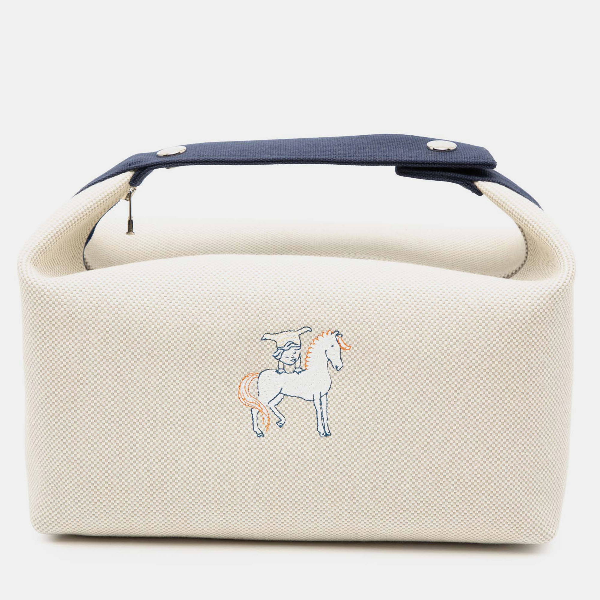 

Hermes Blue Brown Large Toile Bride A Brac Cabriole Case