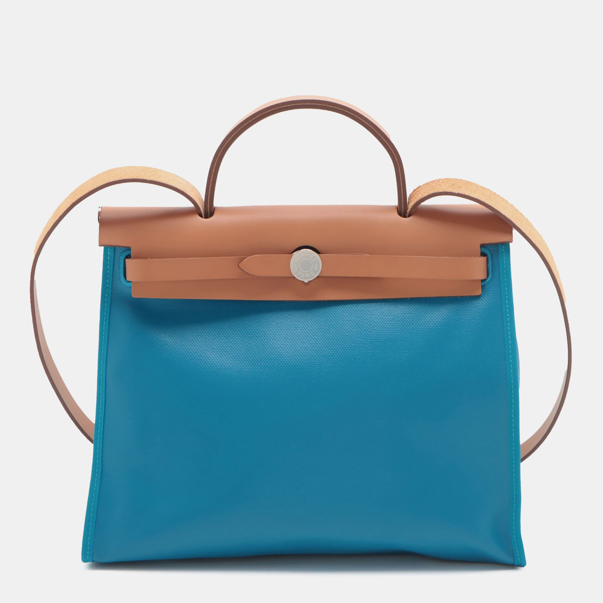 

Hermes Blue Brown Toile H Berline Vache Hunter Herbag Zip 31