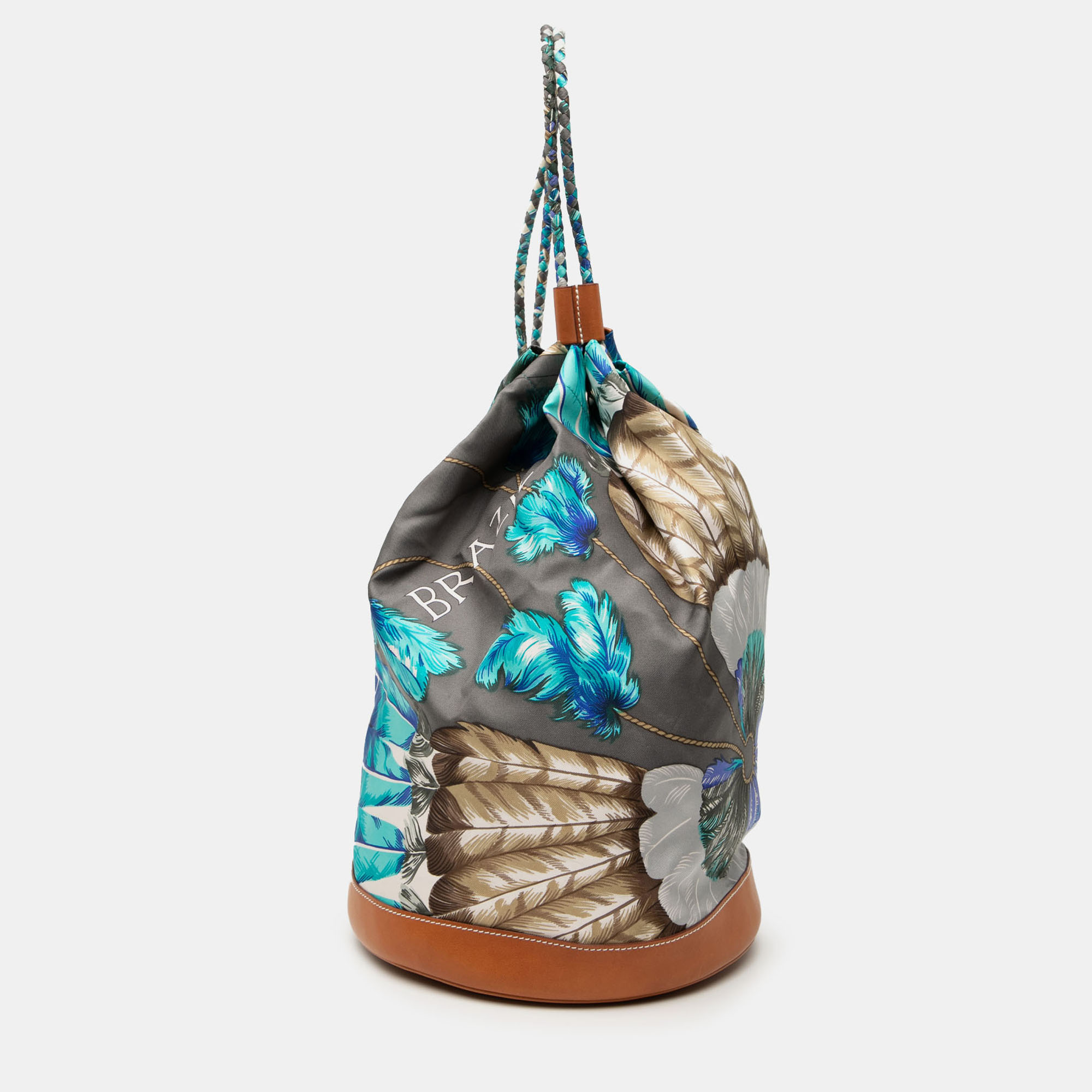 

Hermes Brown Silk Brazil Sac Soie Cool 22