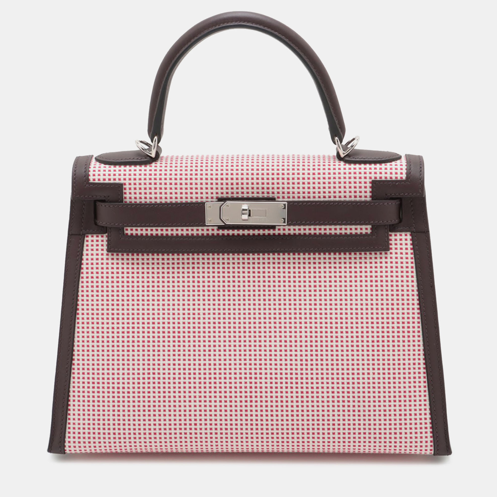 

Hermes Red Toile Quadrille and Swift Kelly II Sellier 28