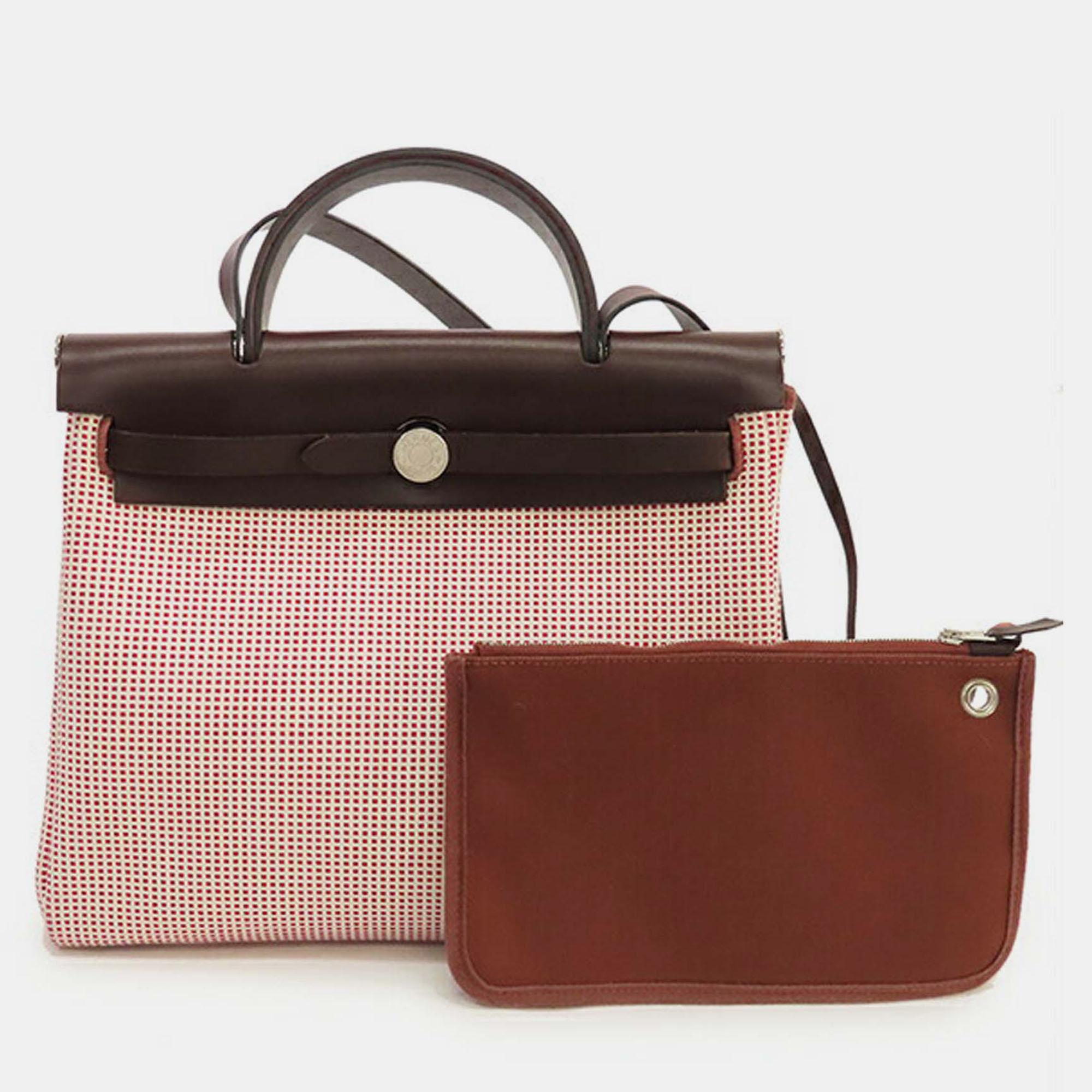 

Hermes Red Toile Criss Viking Vache Hunter Herbag Zip 31