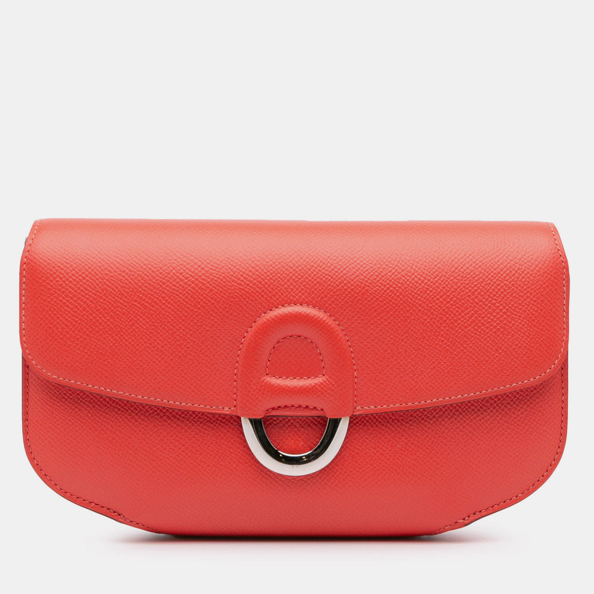 Pre-owned Hermes Red Epsom Cherche Midi Clutch 22