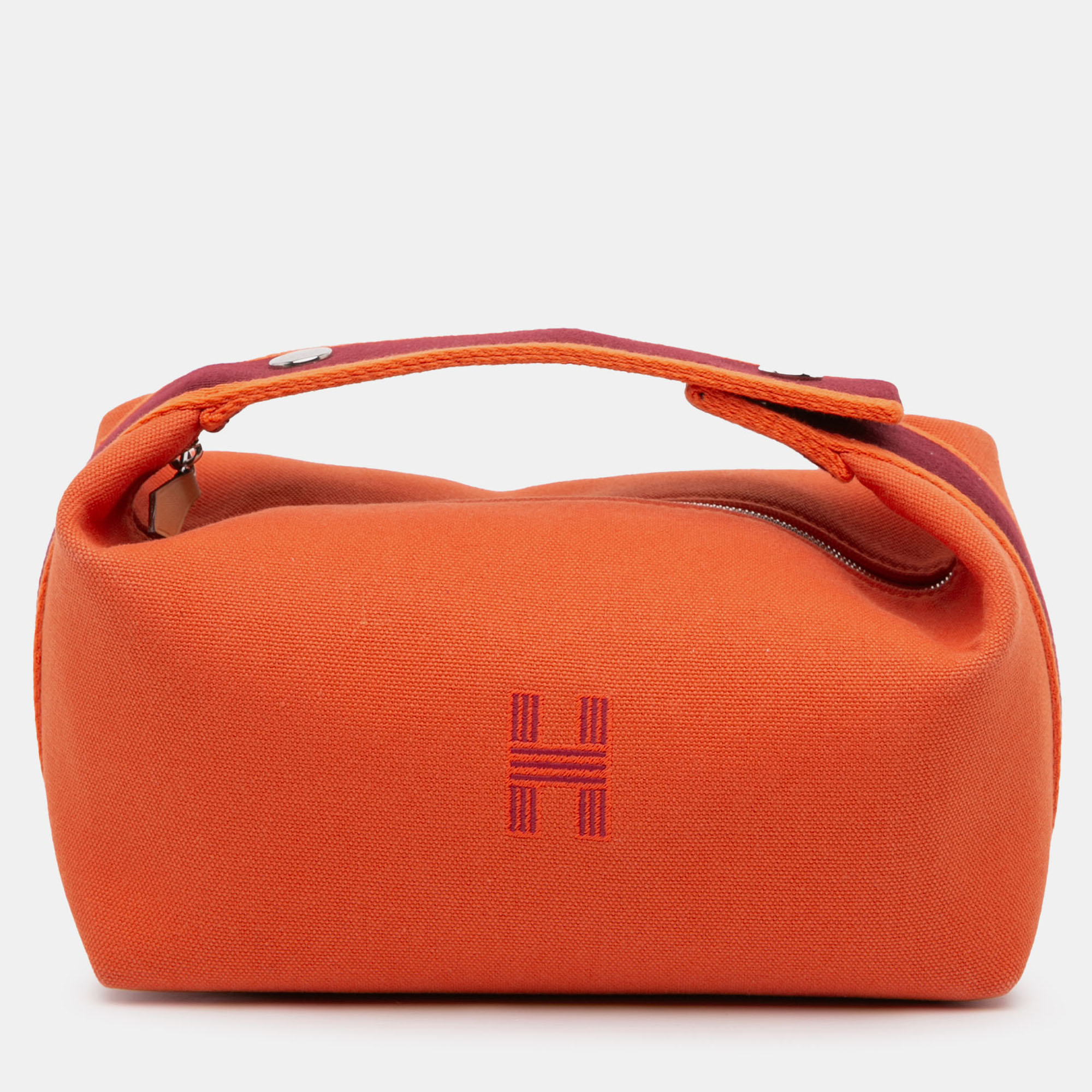 

Hermes Orange/Red Small Toile Bride-A-Brac Case