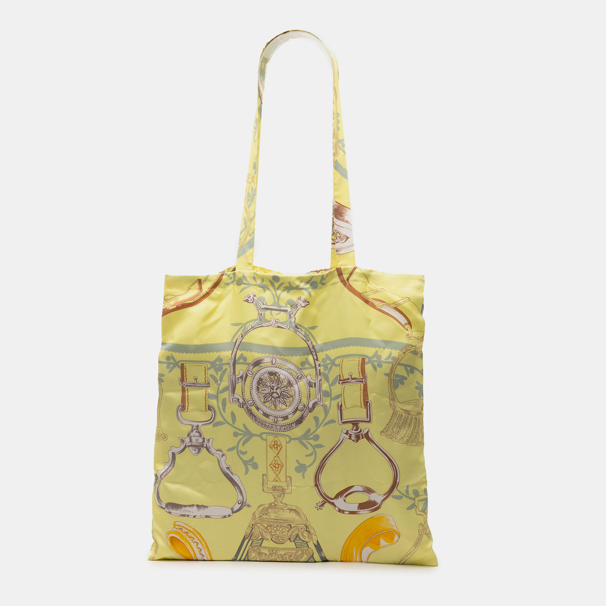 

Hermes Yellow Etriers Silk So Tote