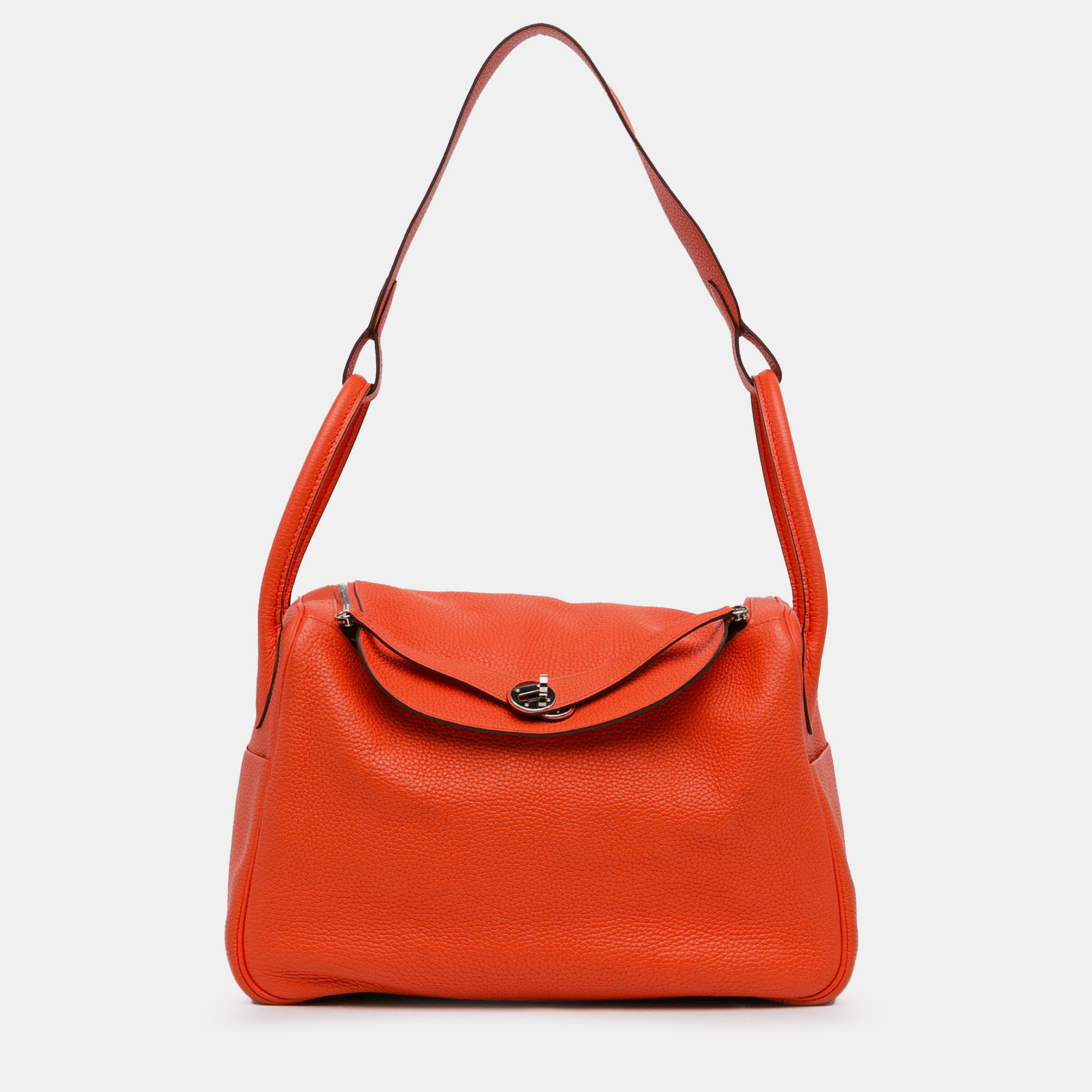 

Hermes Orange Clemence Lindy 34