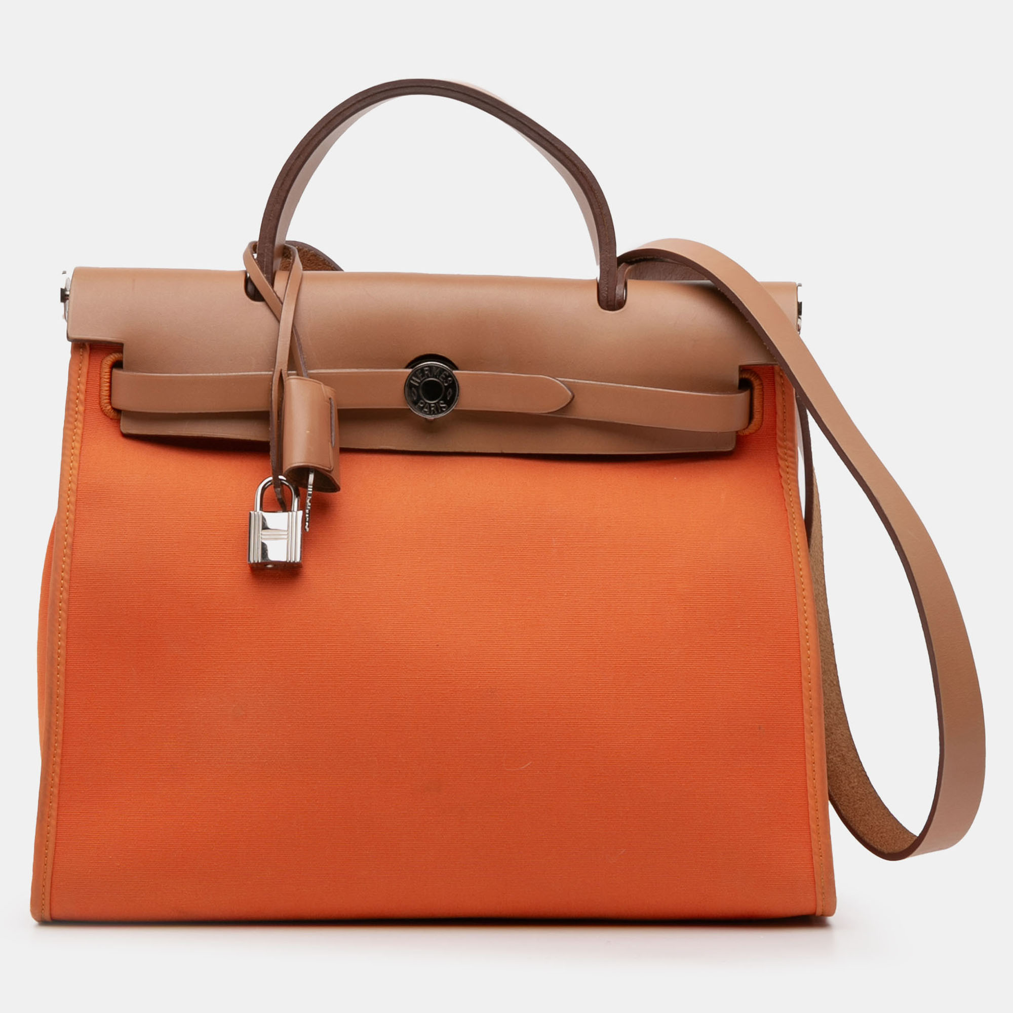 

Hermes Brown Orange Toile Herbag Zip 31