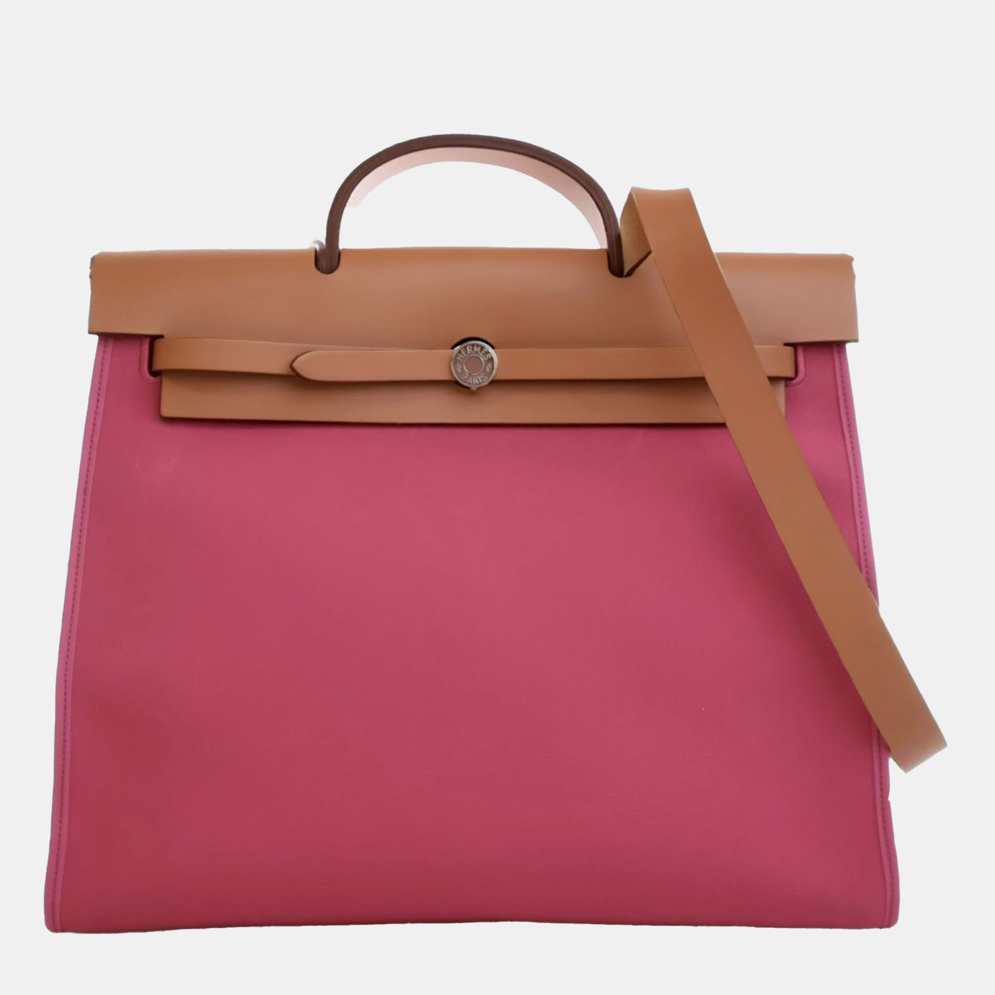 

Hermes Brown Pink Toile Herbag Zip 39