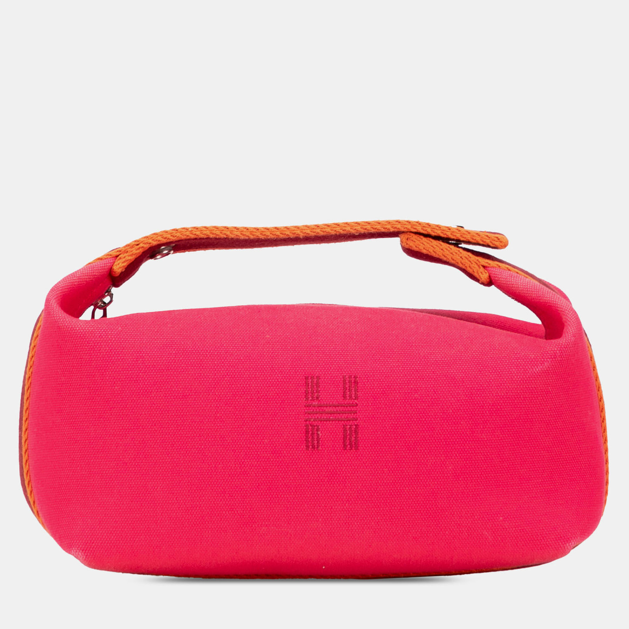 Pre-owned Hermes Pink Red Small Toile Bride A Brac Case